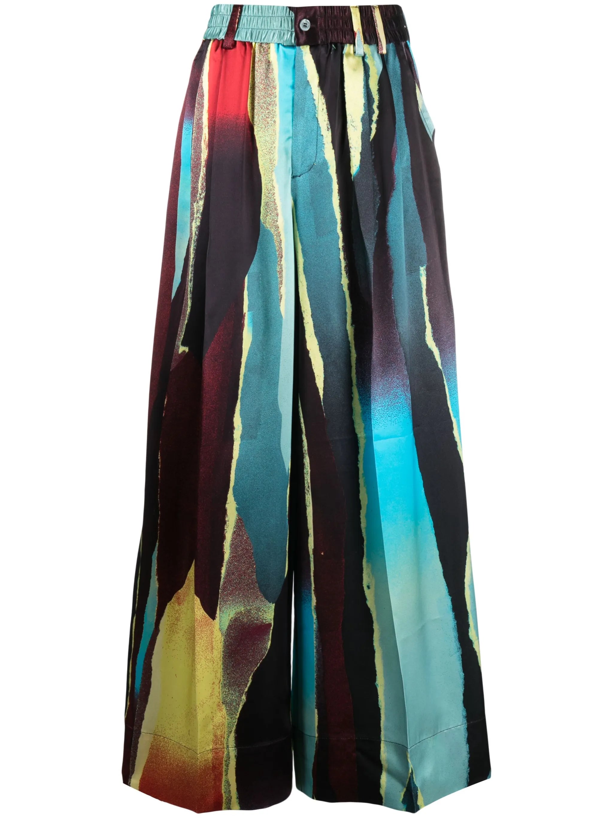 Wheatpaste wide-leg satin trousers