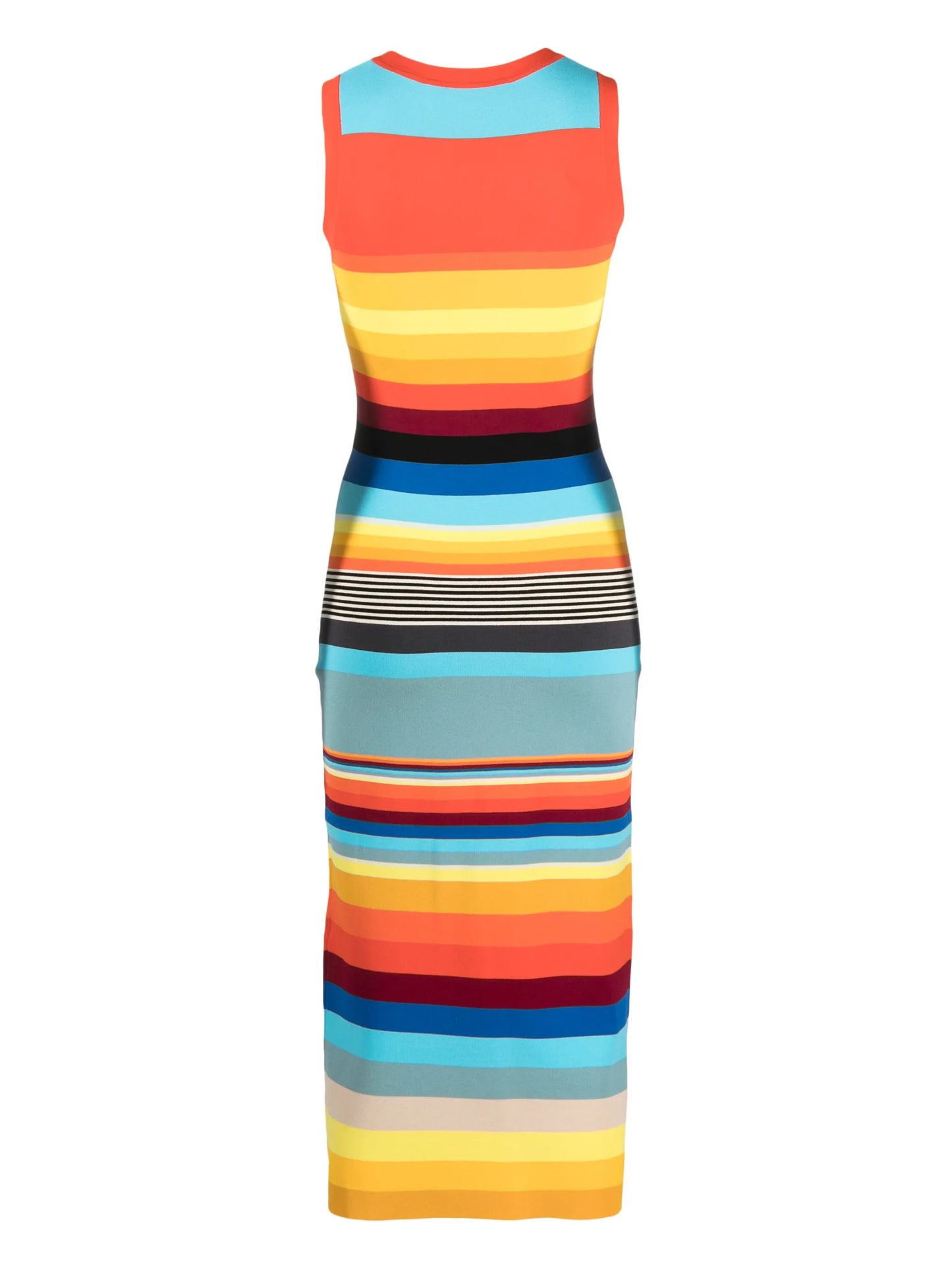 striped fine-knit midi dress