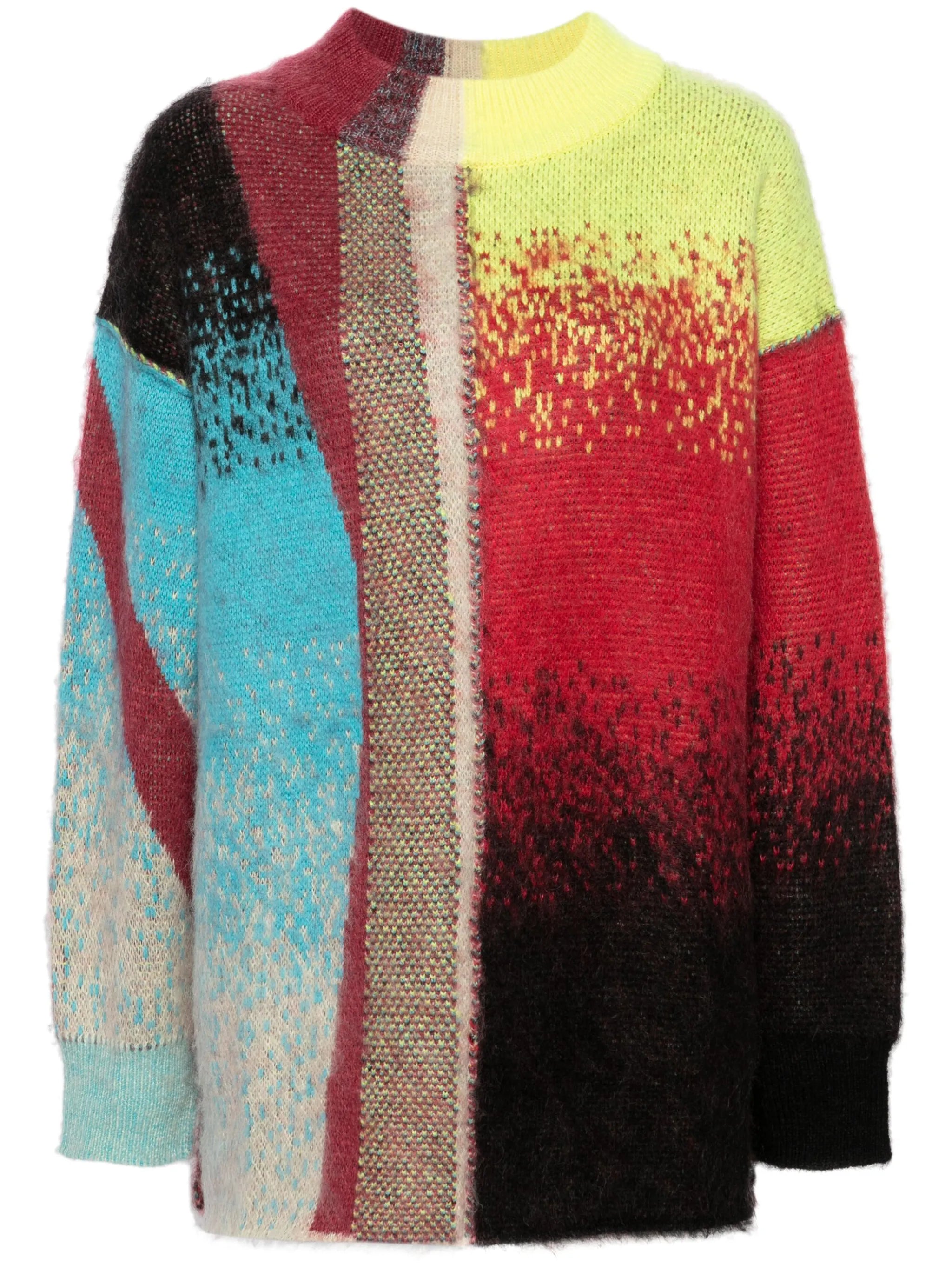 intarsia-knit brushed jumper
