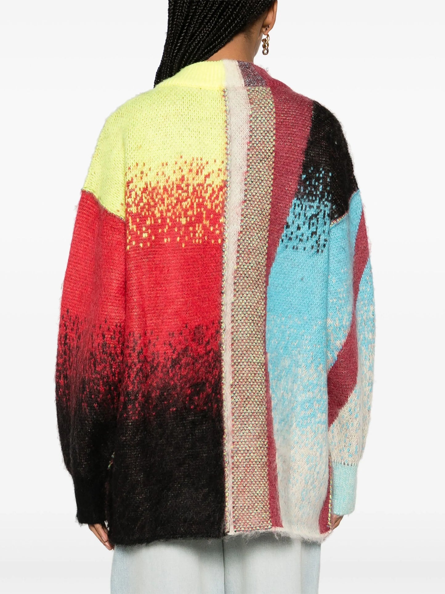intarsia-knit brushed jumper
