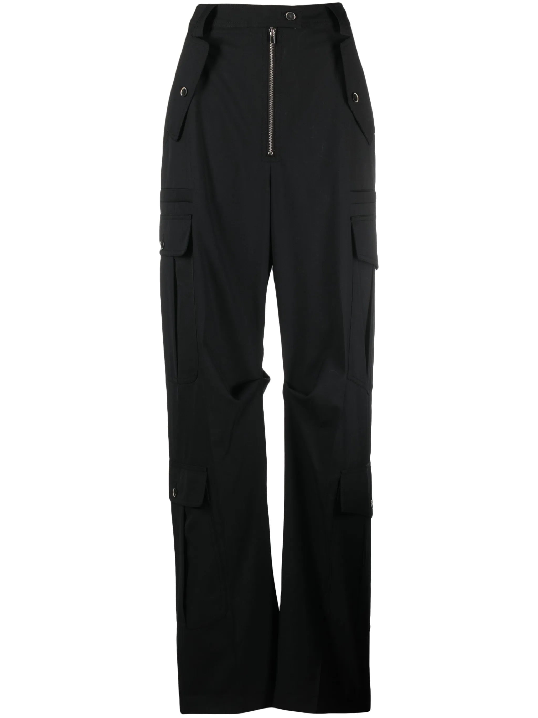 wide-leg crepe cargo trousers