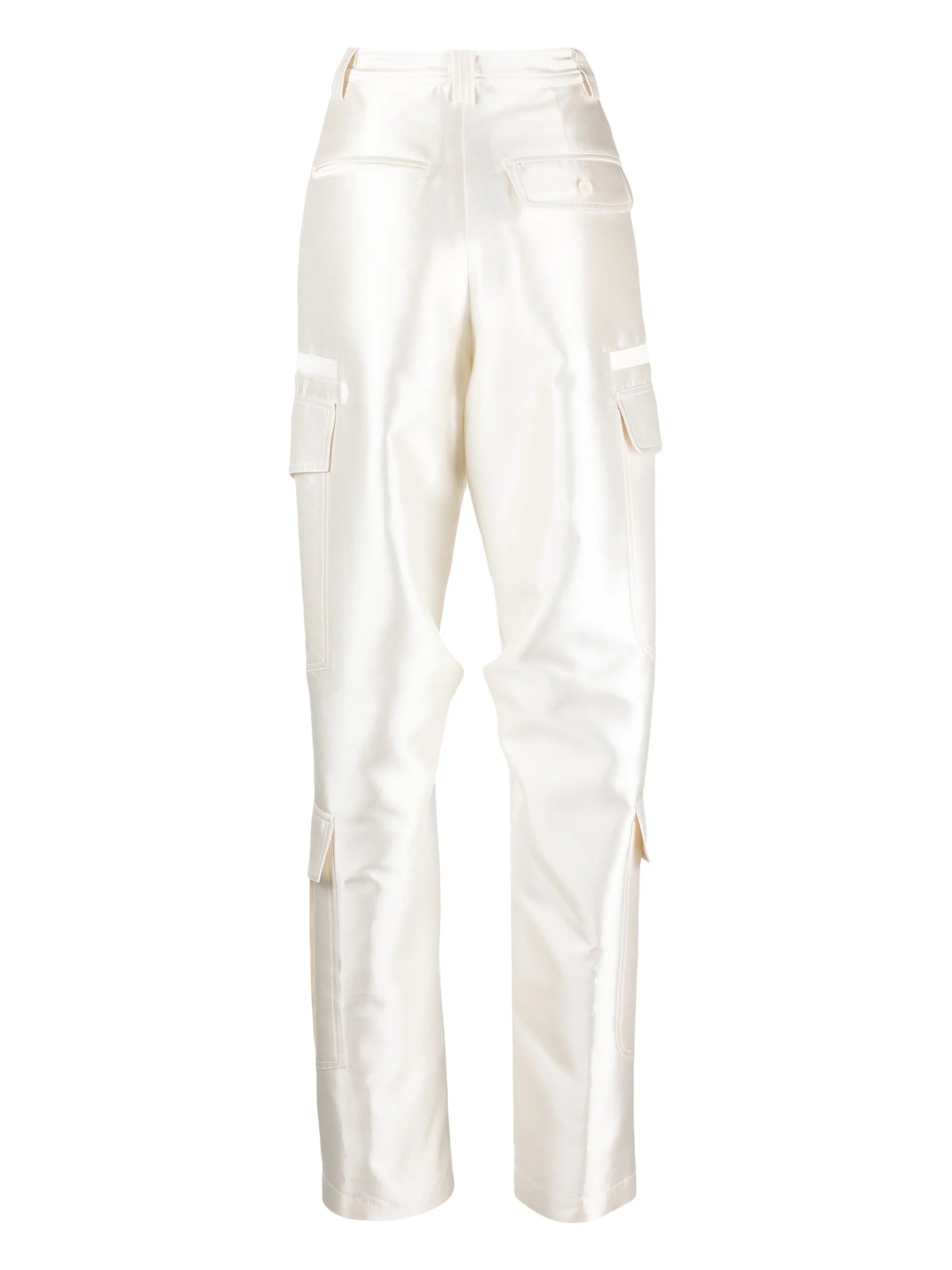 wide-leg satin cargo trousers