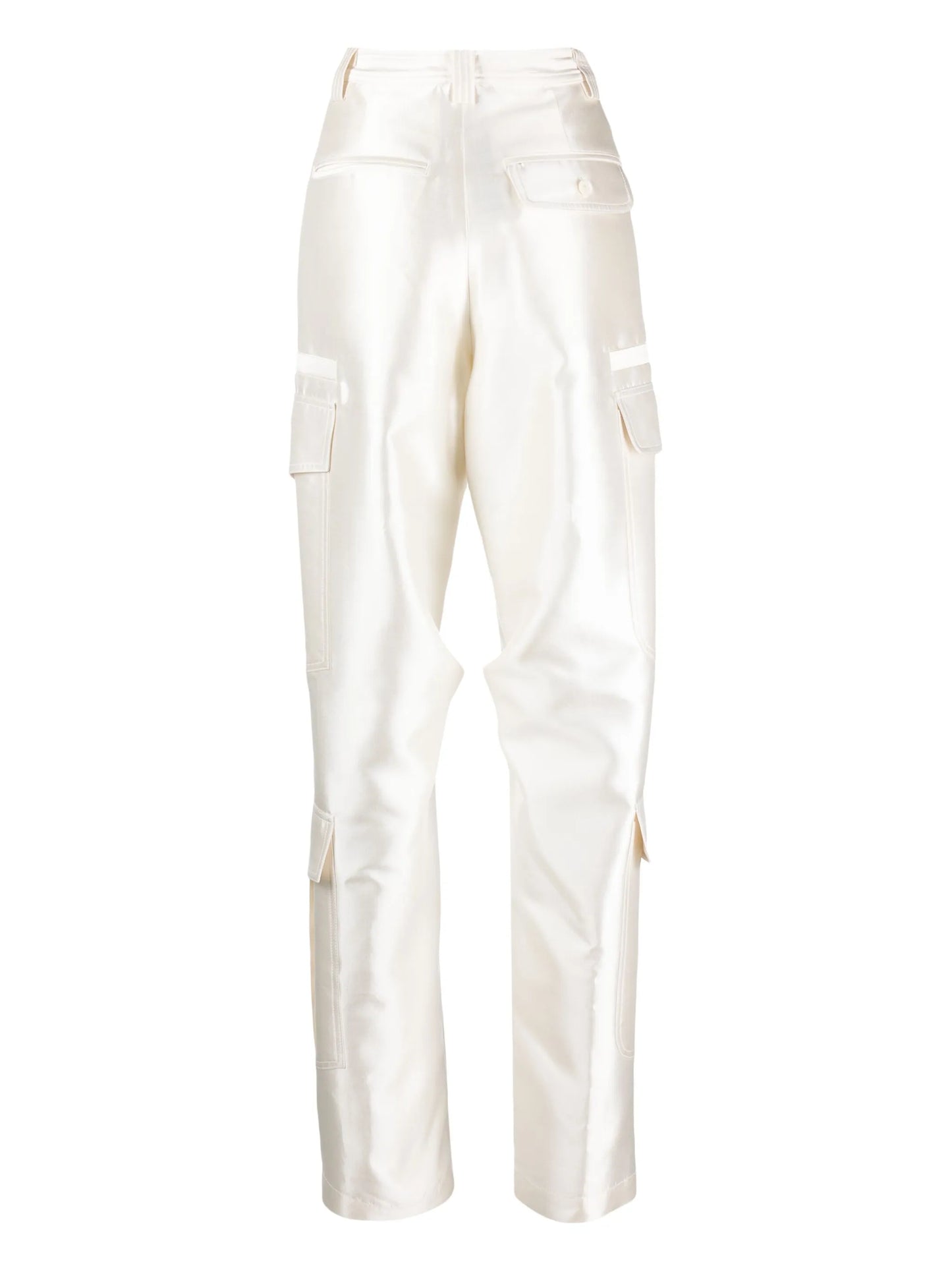 wide-leg satin cargo trousers