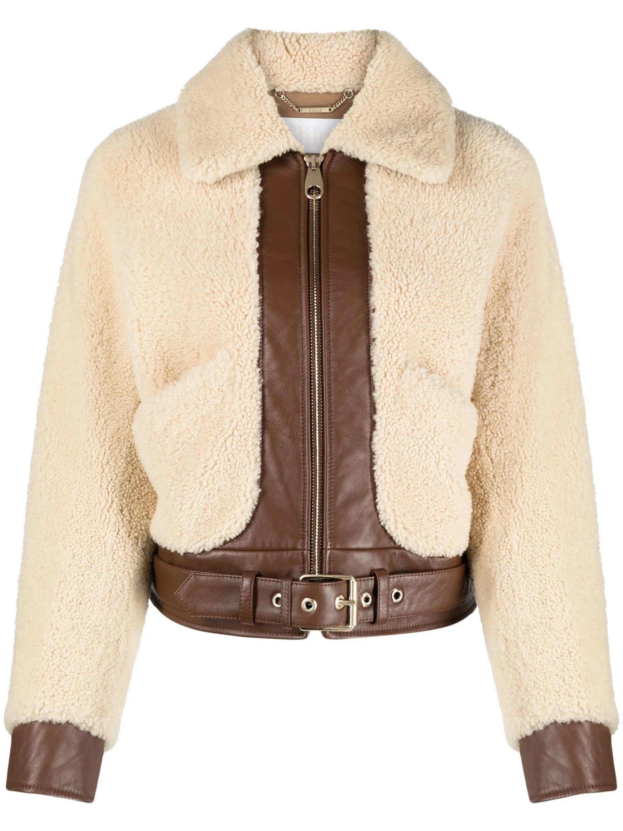 shearling leather bomber jacket