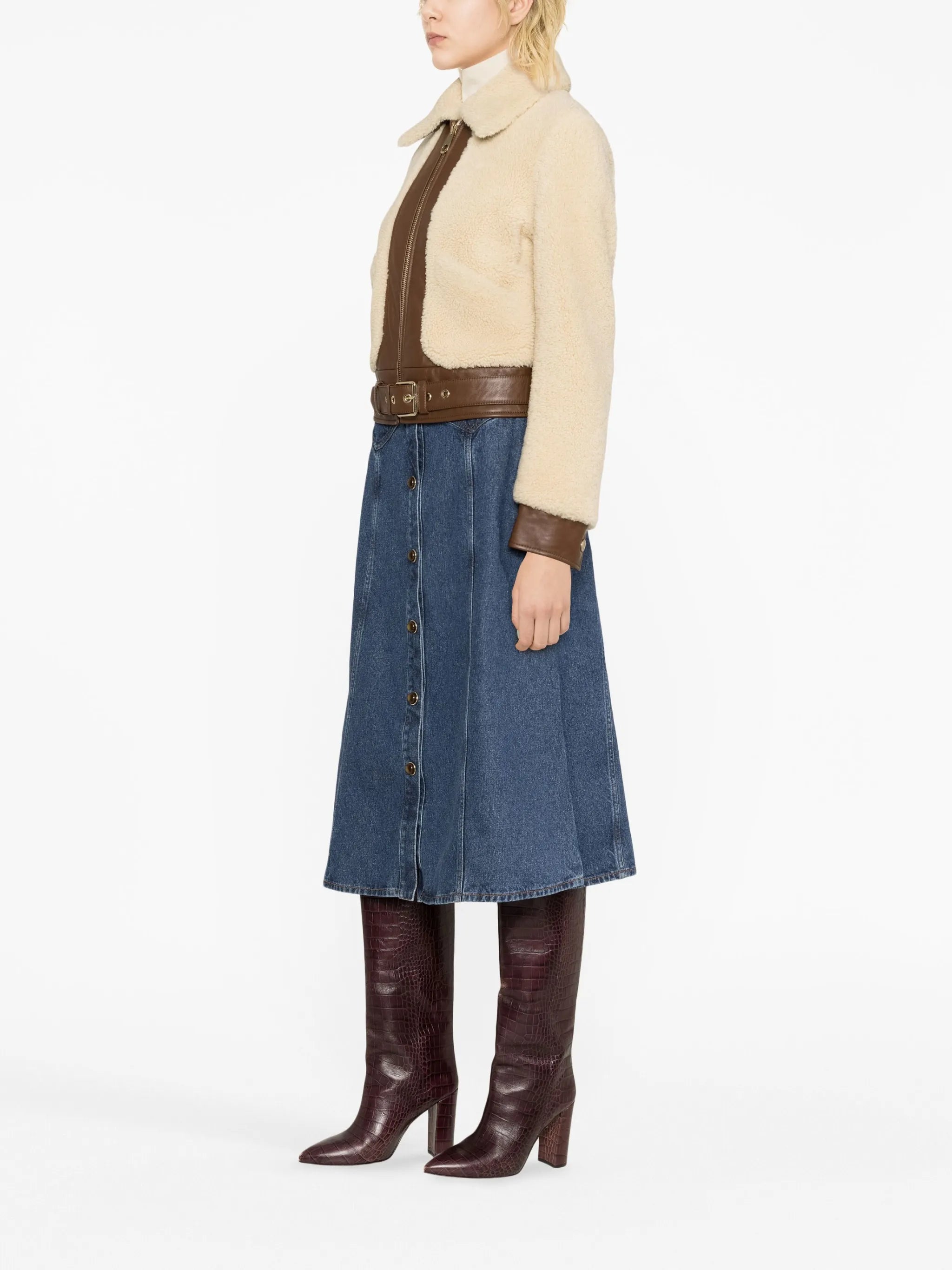 shearling leather bomber jacket