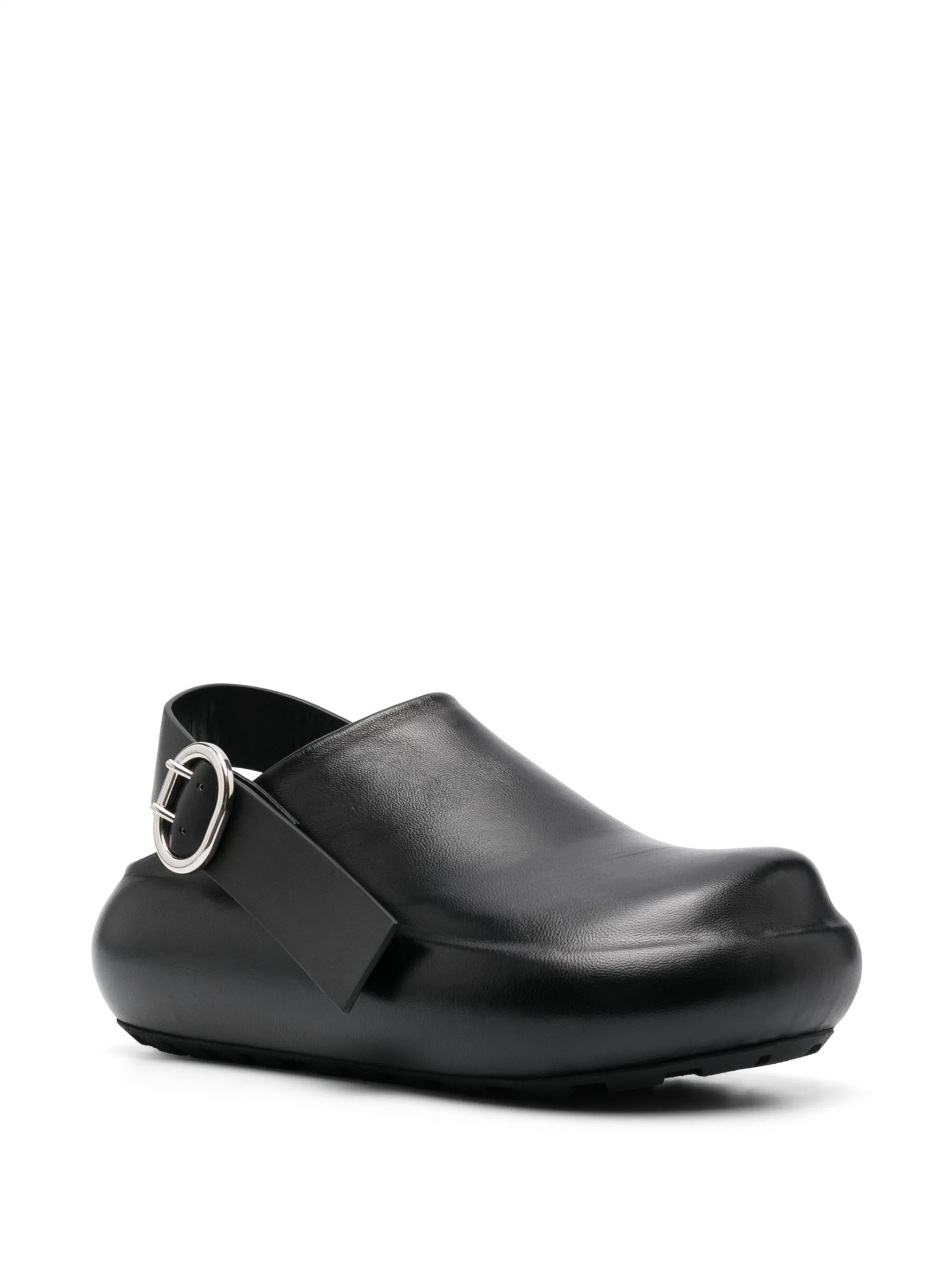 slingback flat leather clogs