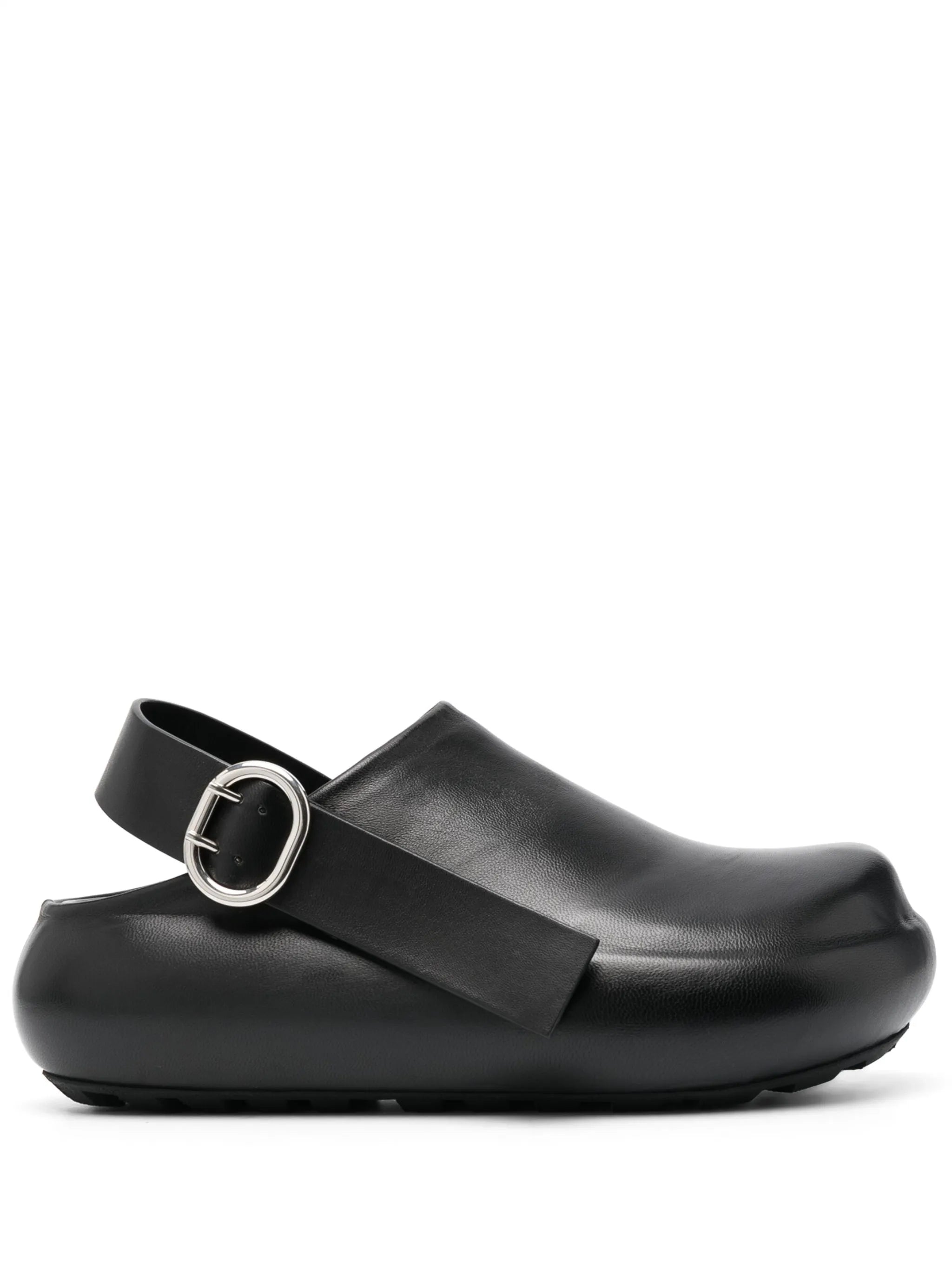 slingback flat leather clogs