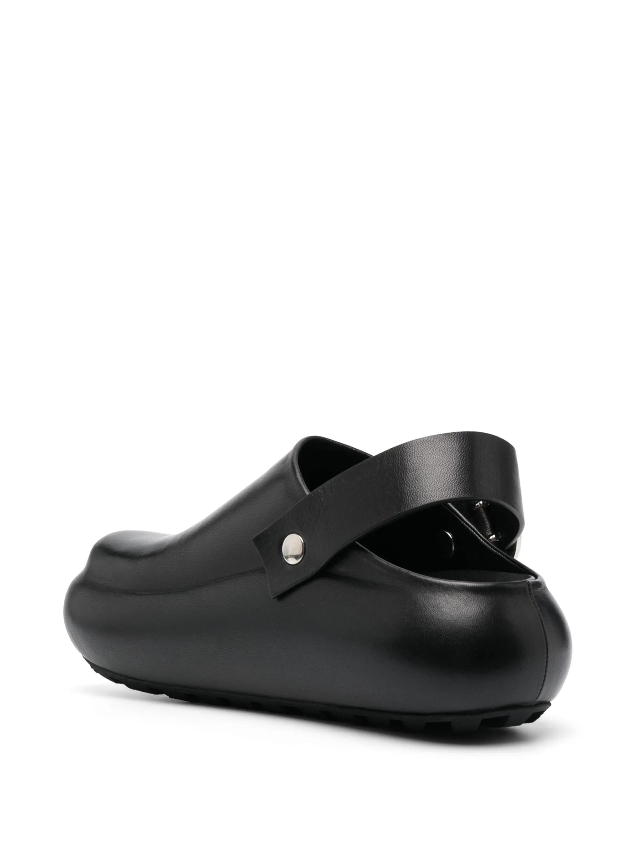 slingback flat leather clogs