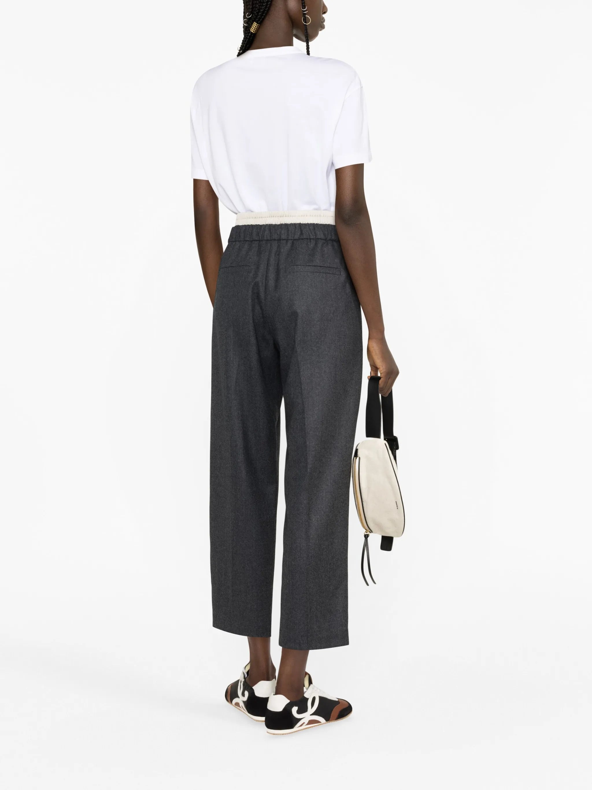 drawstring tailored virgin wool trousers