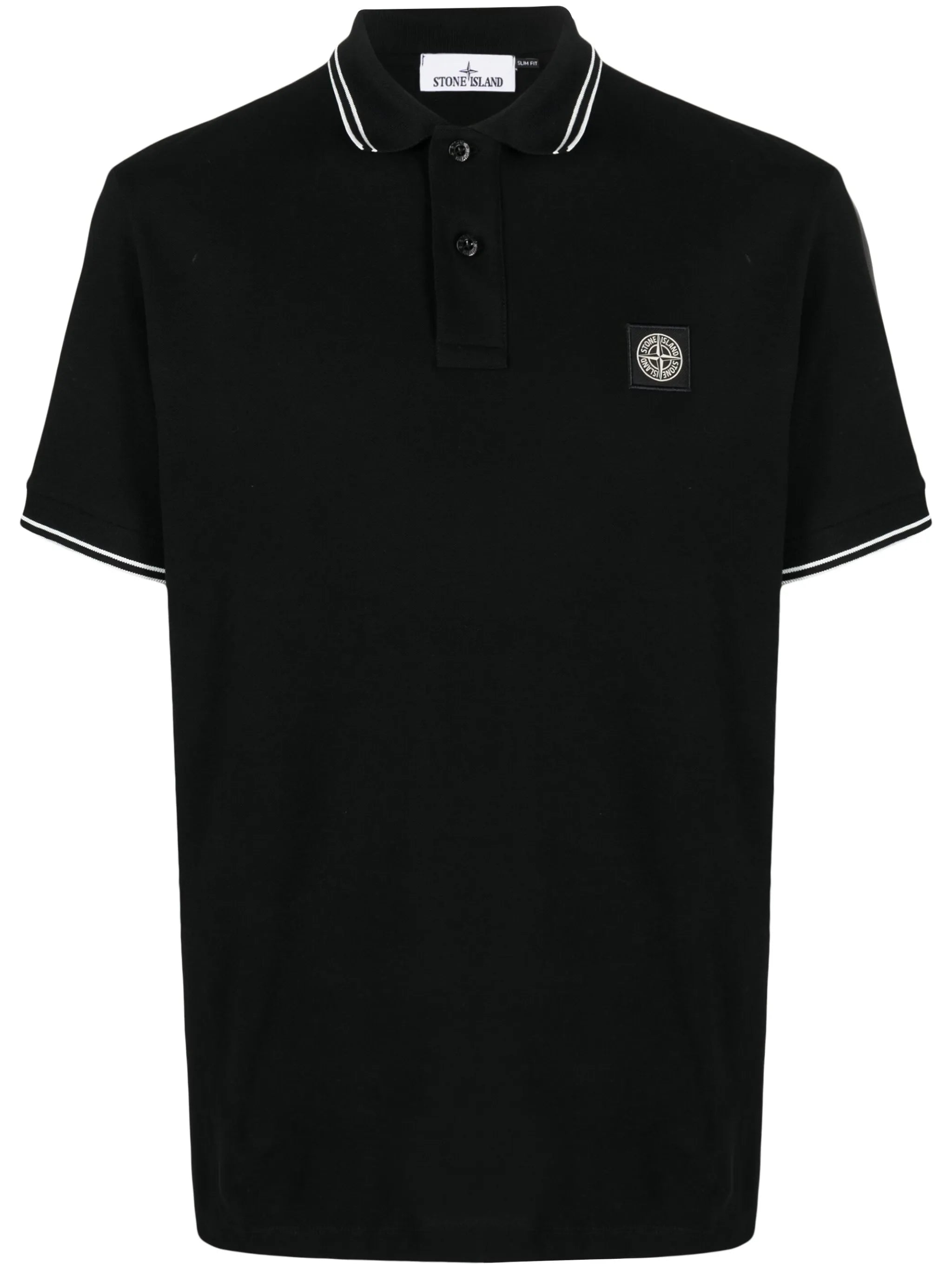 Compass-patch cotton polo shirt