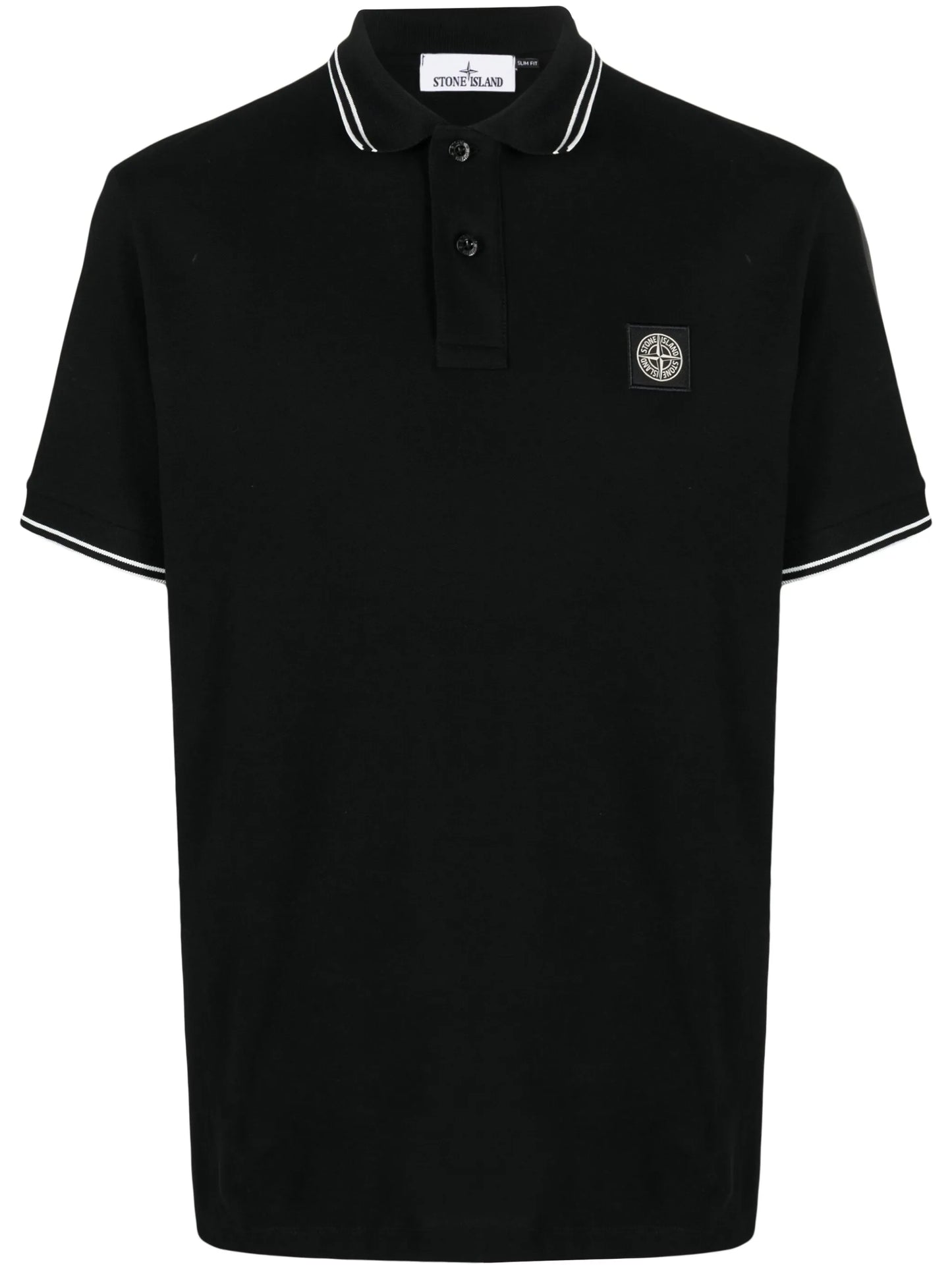 Compass-patch cotton polo shirt