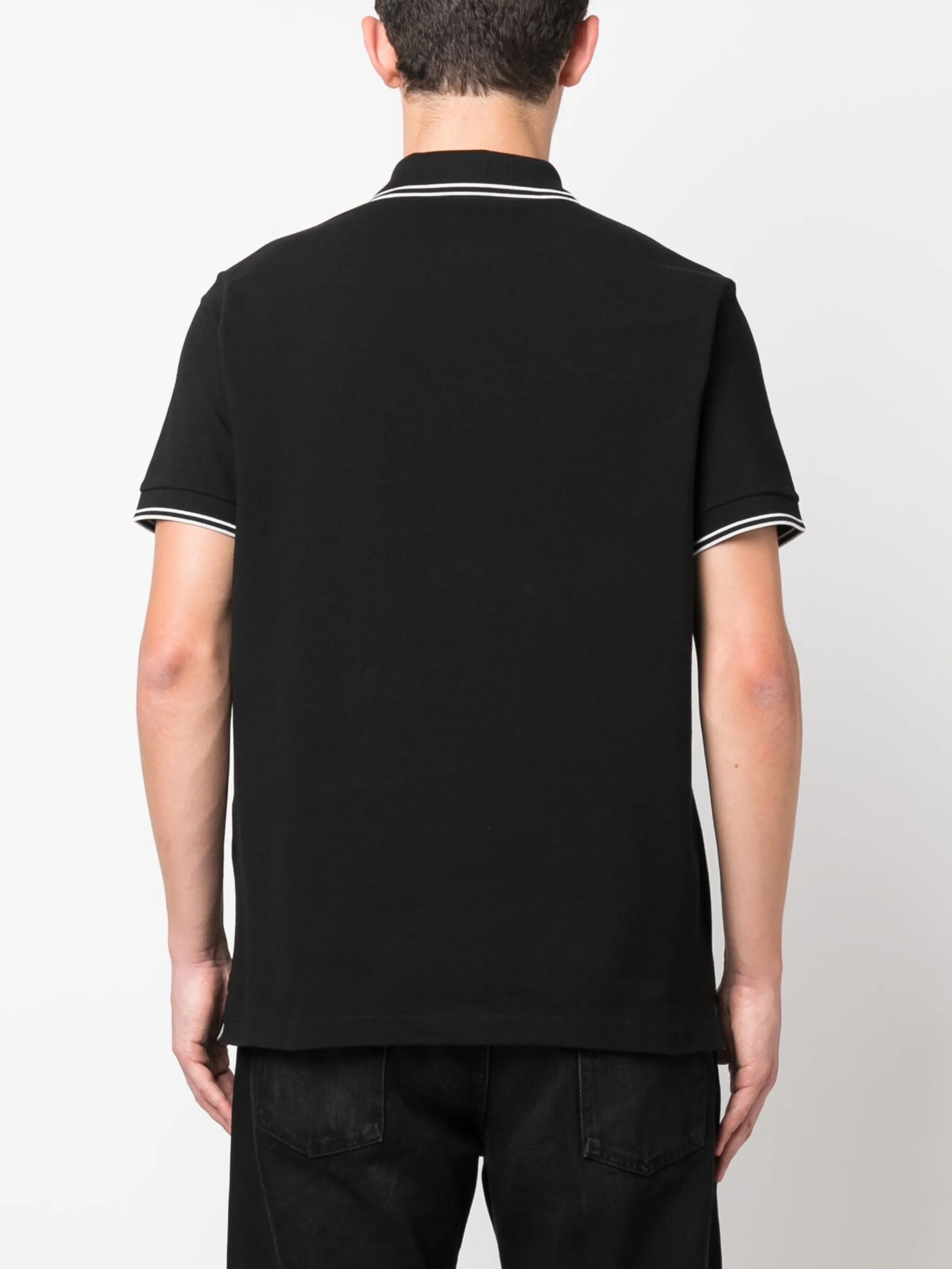 Compass-patch cotton polo shirt