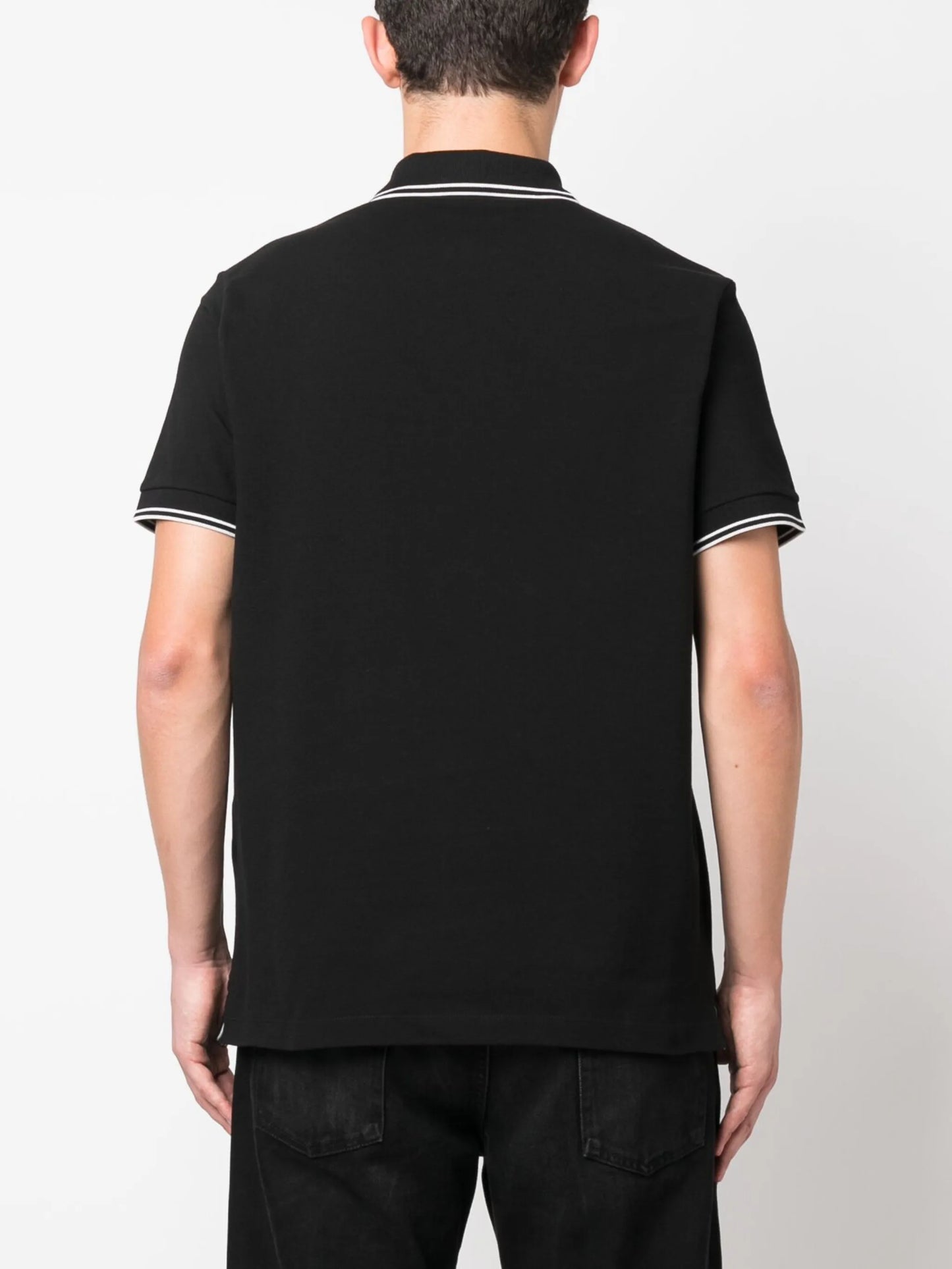 Compass-patch cotton polo shirt