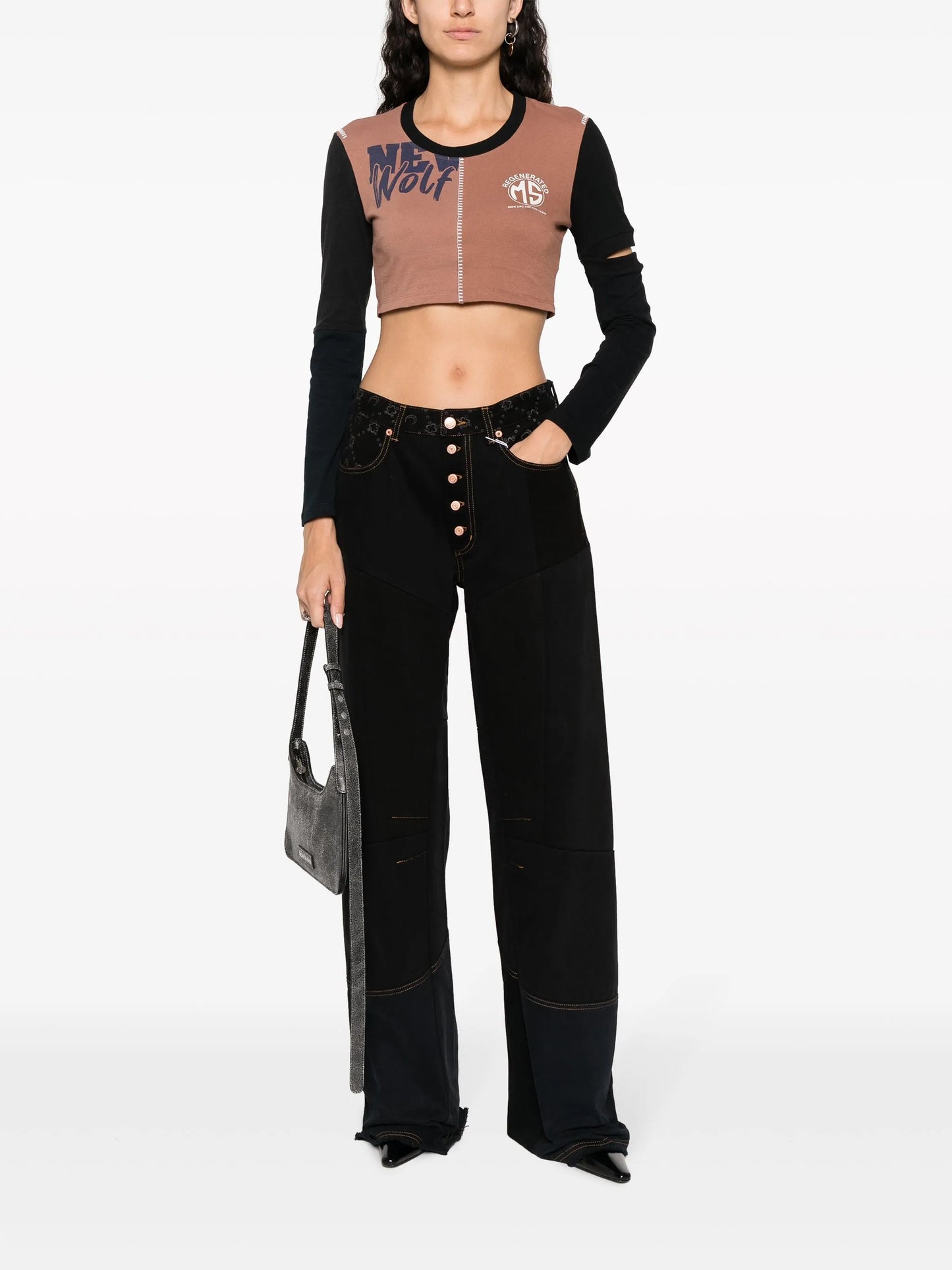 Regenerated patchwork cropped top