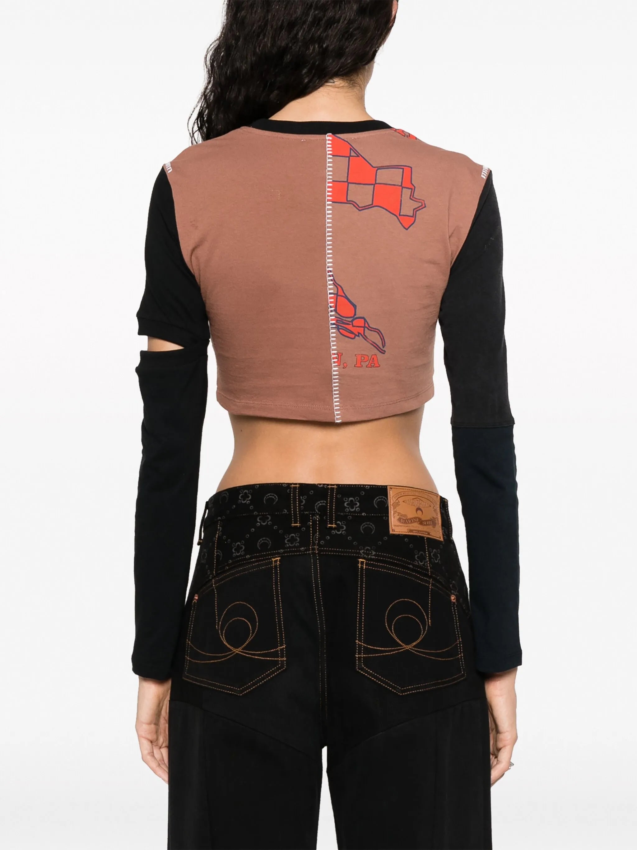 Regenerated patchwork cropped top