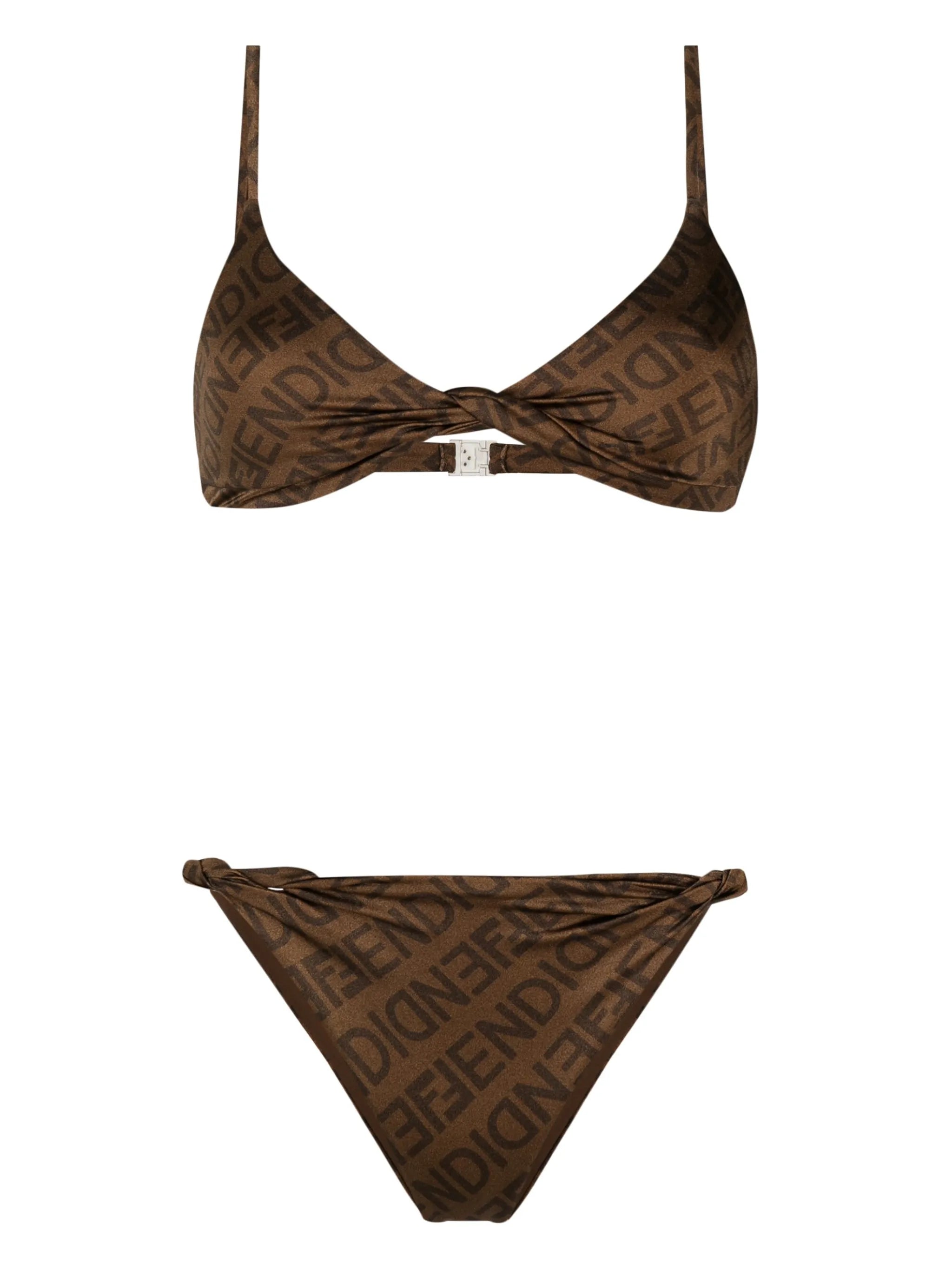 logo-print bikini set