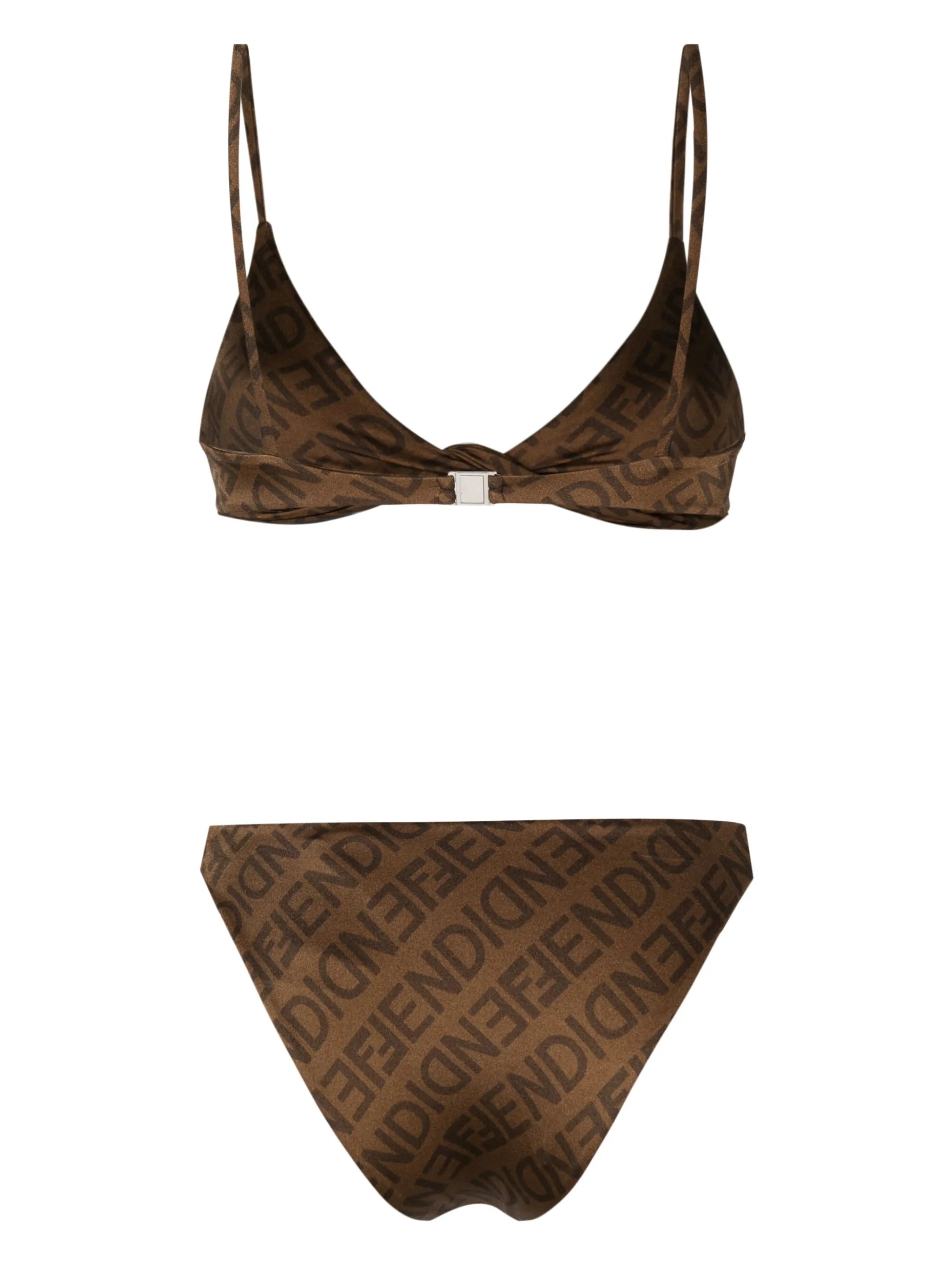 logo-print bikini set