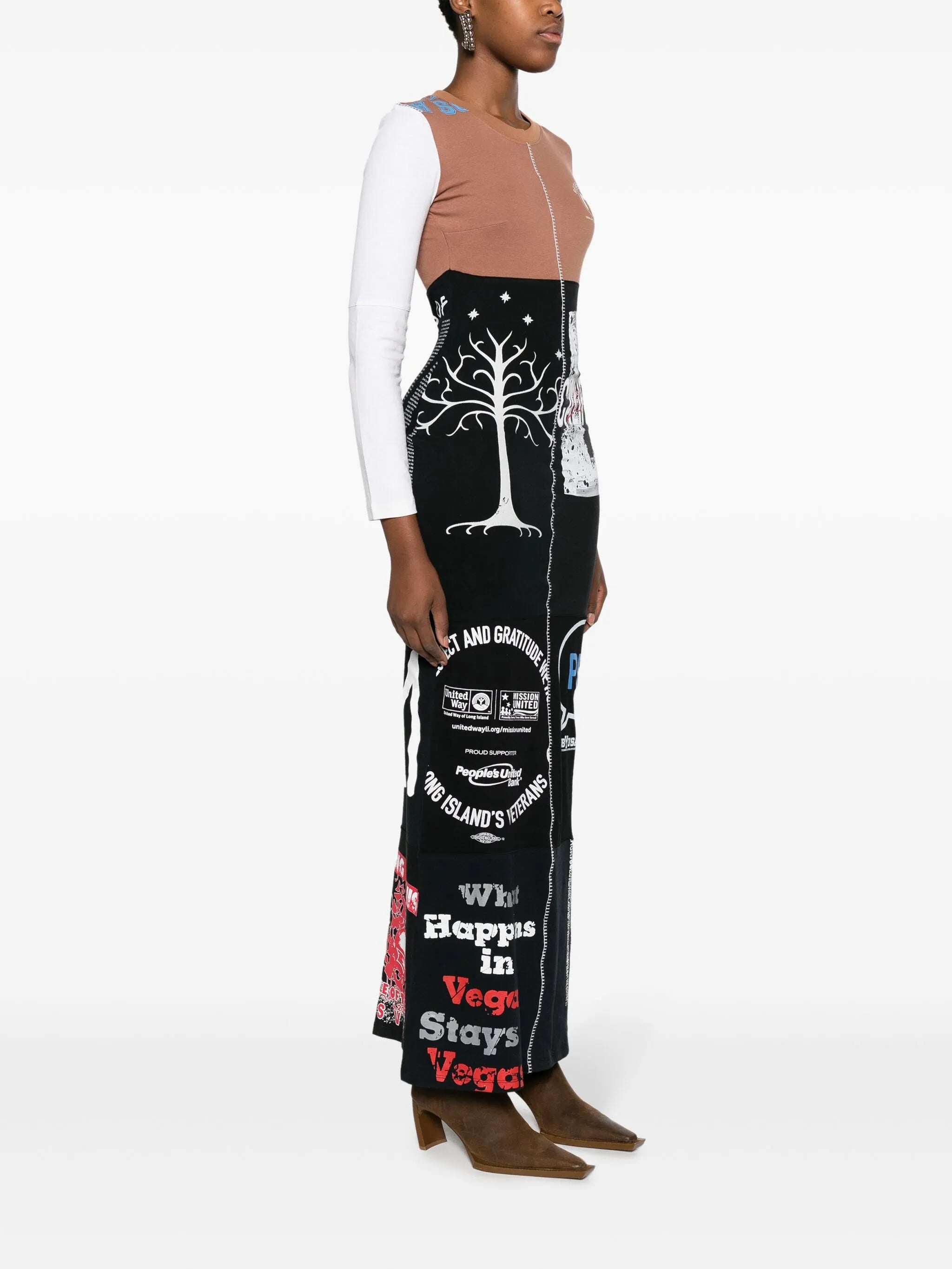 Regenerated T-Shirt patchwork maxi dress