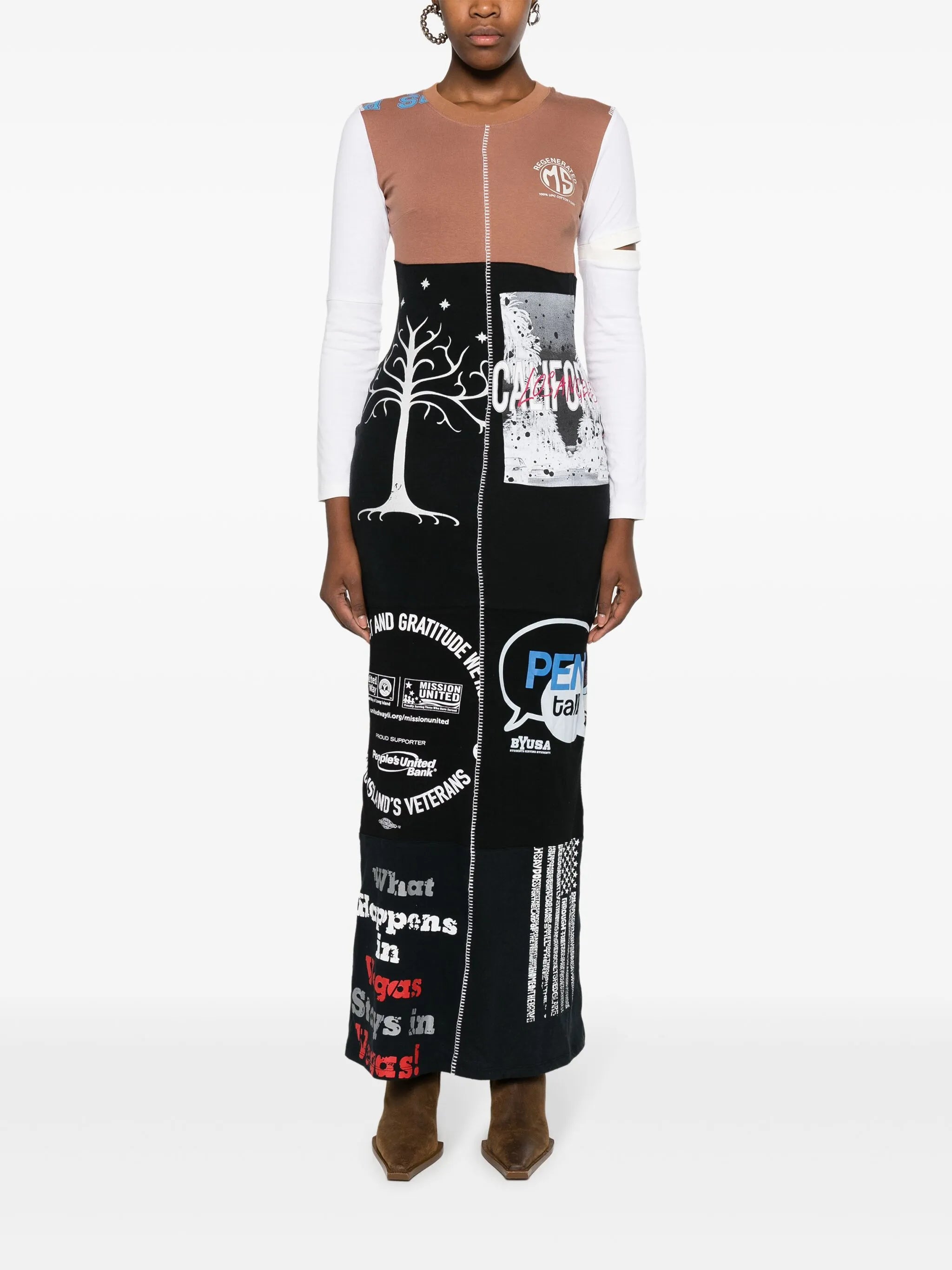 Regenerated T-Shirt patchwork maxi dress