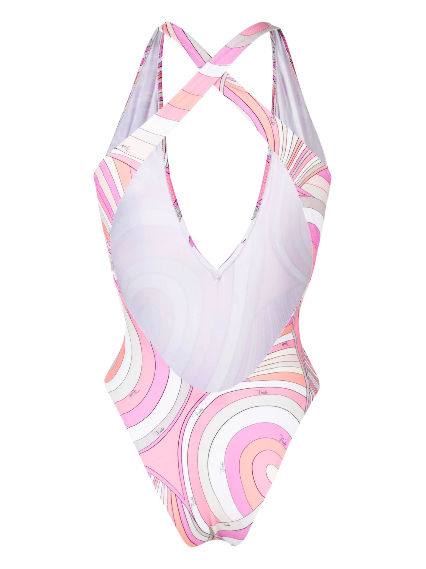 Marmo-print open-back swimsuit