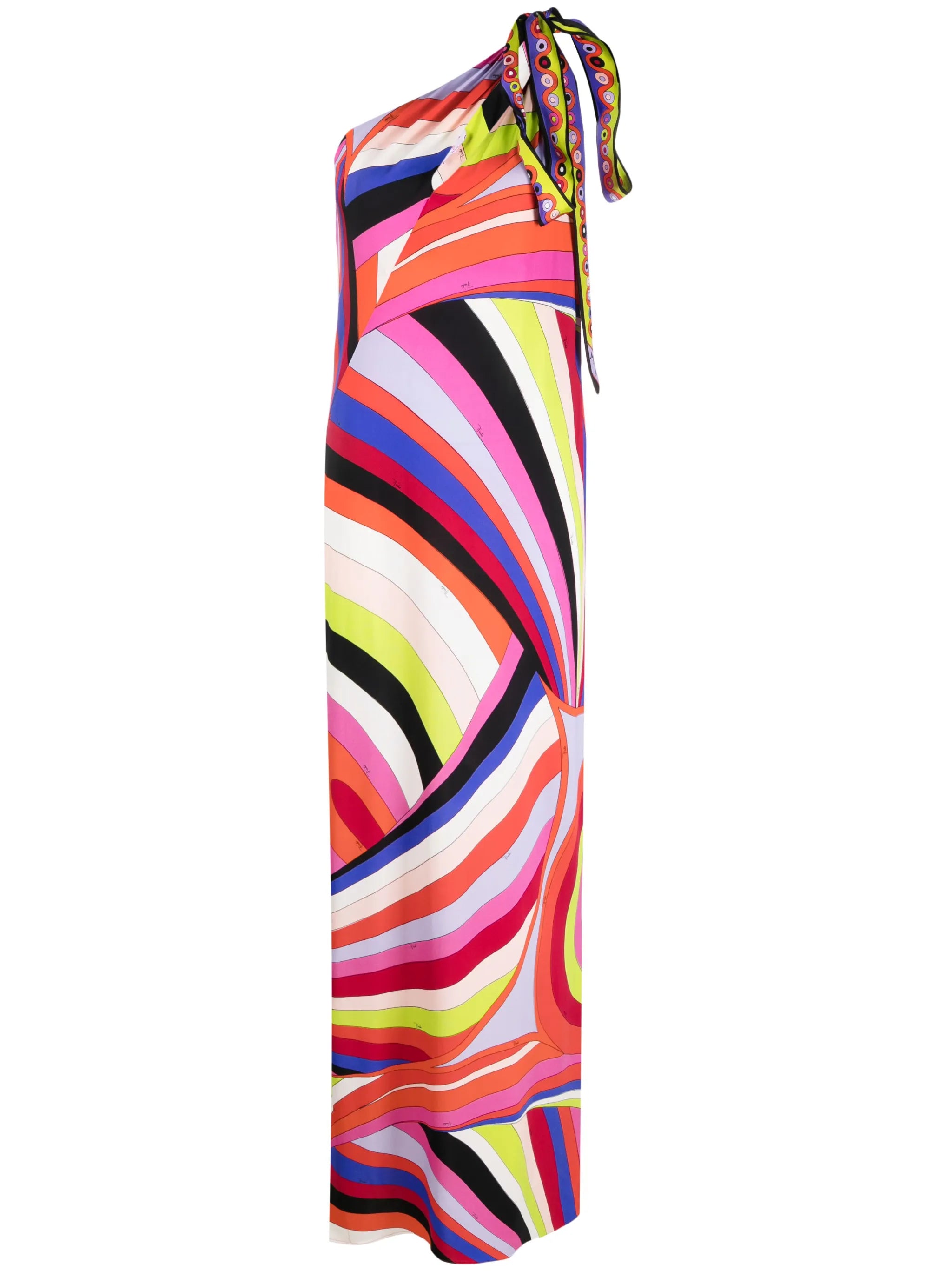Iride-print one-shoulder maxi dress