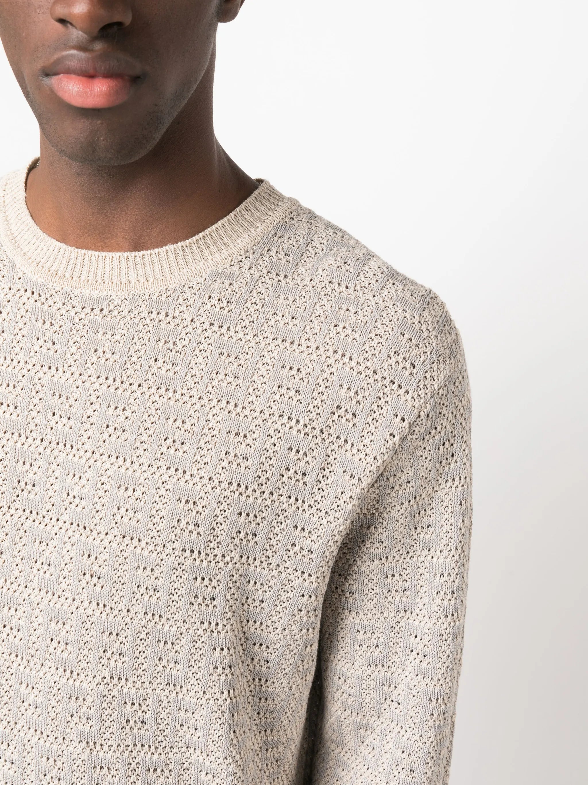 FF-motif cotton-linen blend sweater