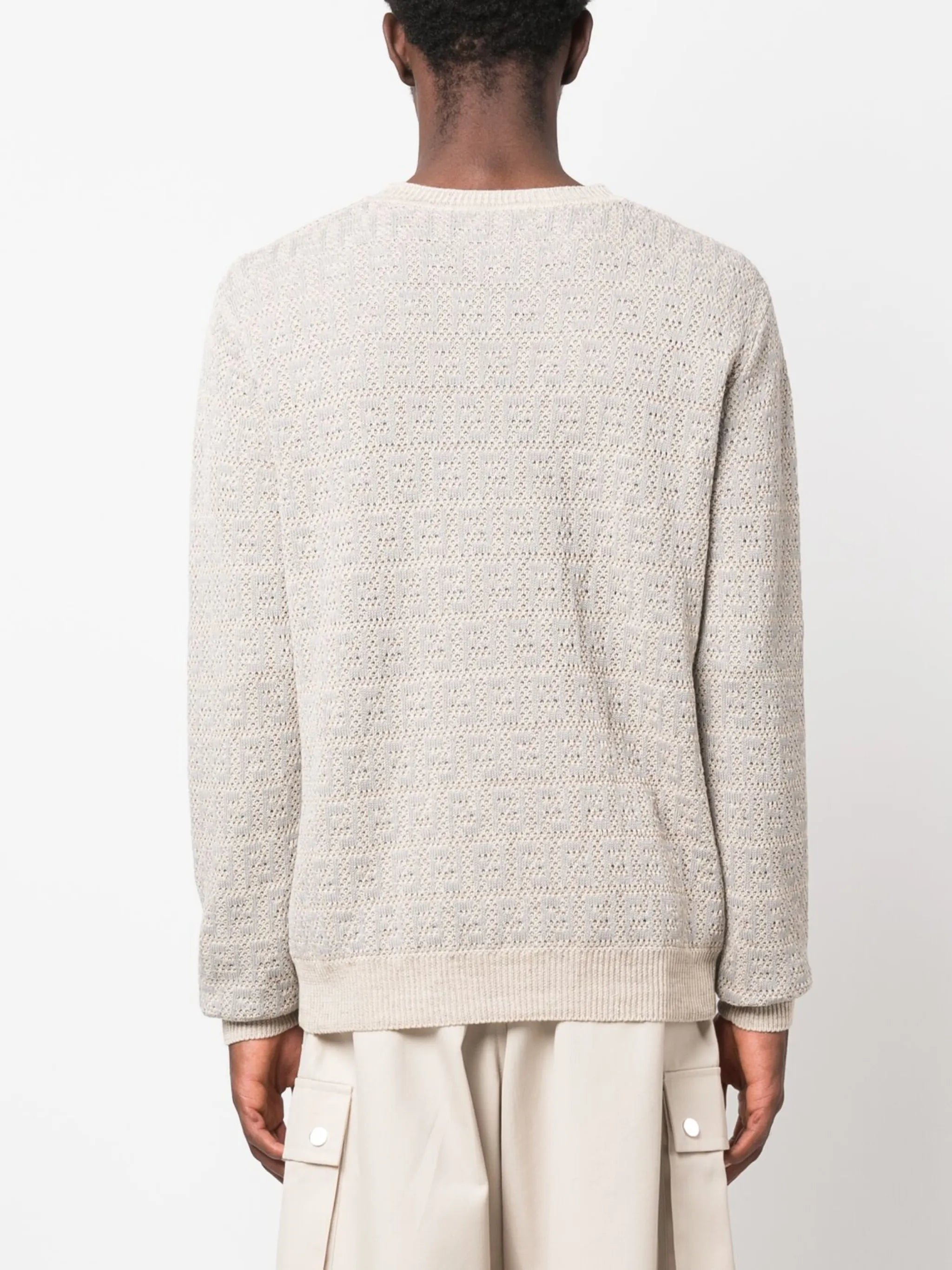 FF-motif cotton-linen blend sweater