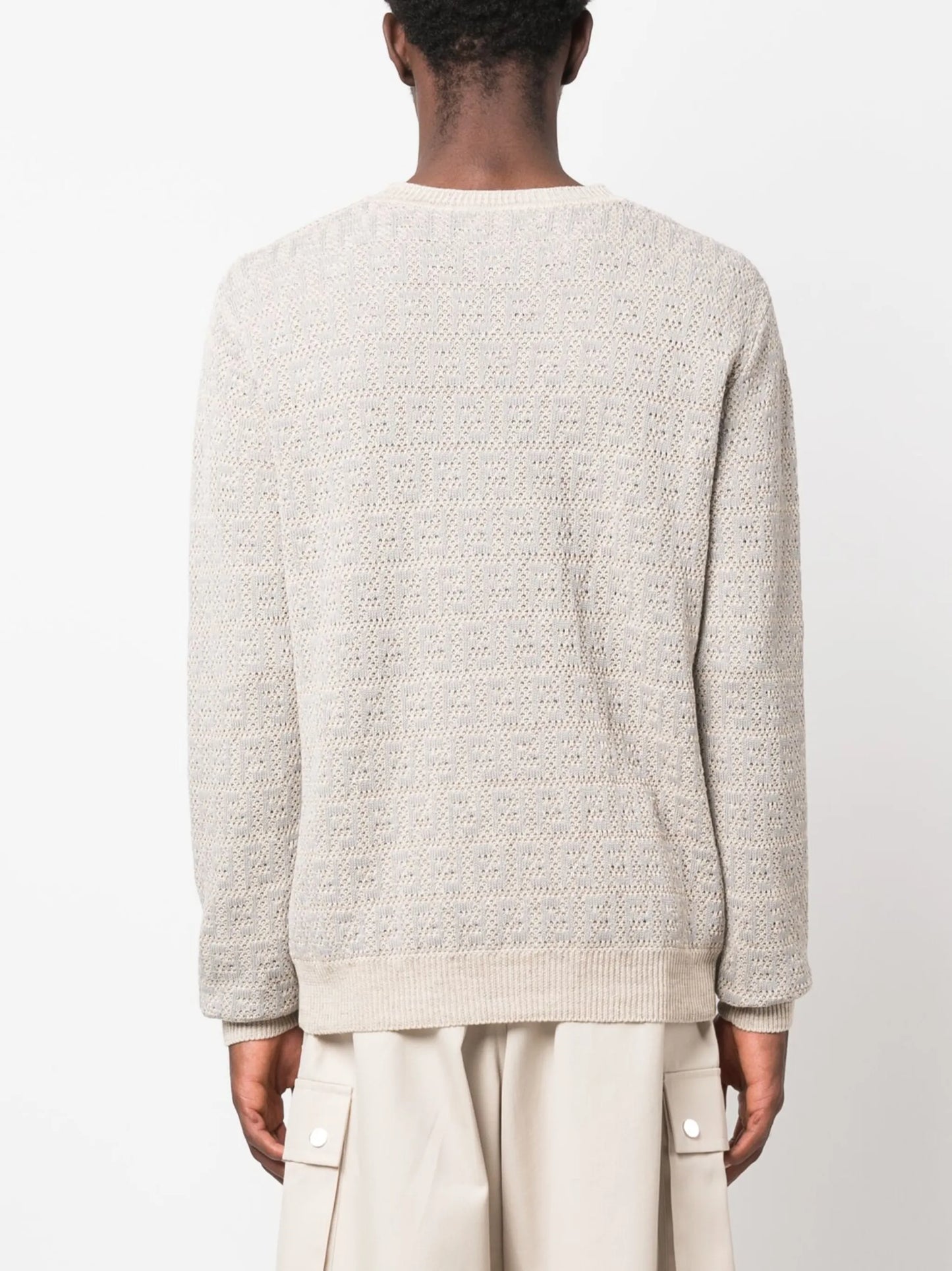 FF-motif cotton-linen blend sweater