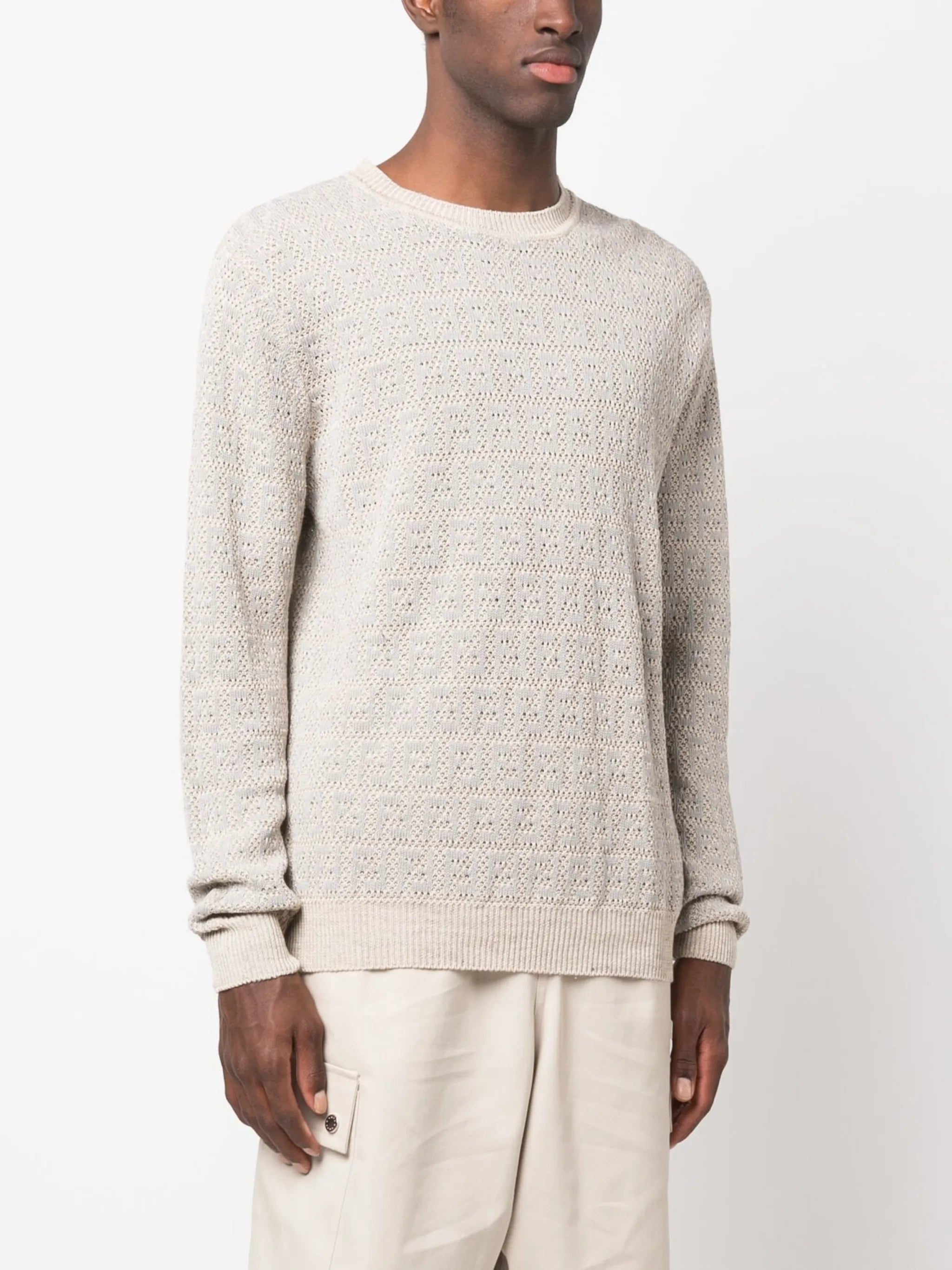 FF-motif cotton-linen blend sweater