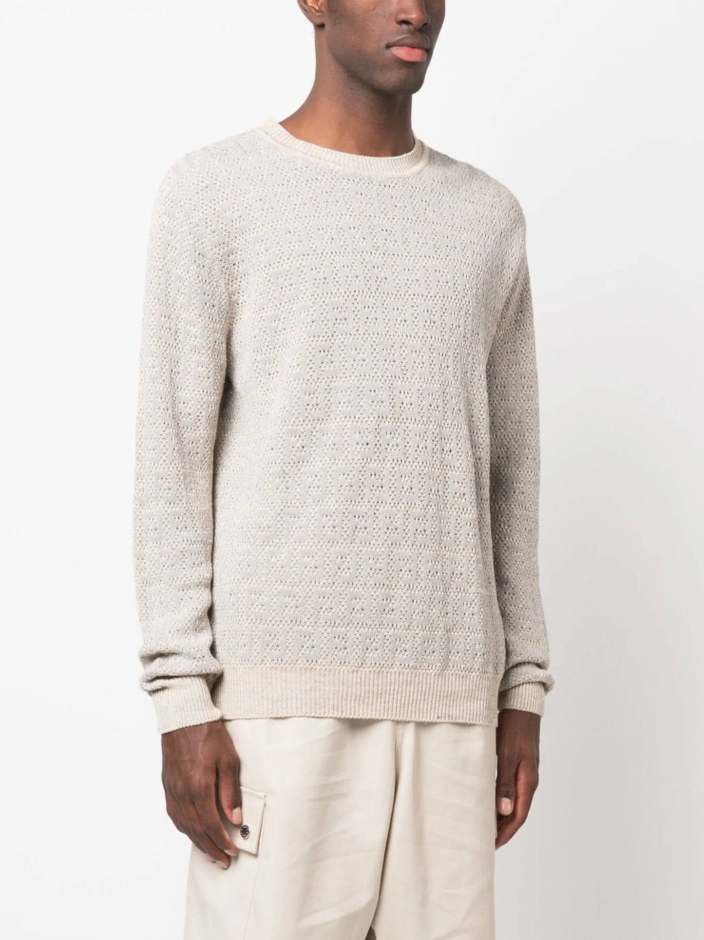 FF-motif cotton-linen blend sweater