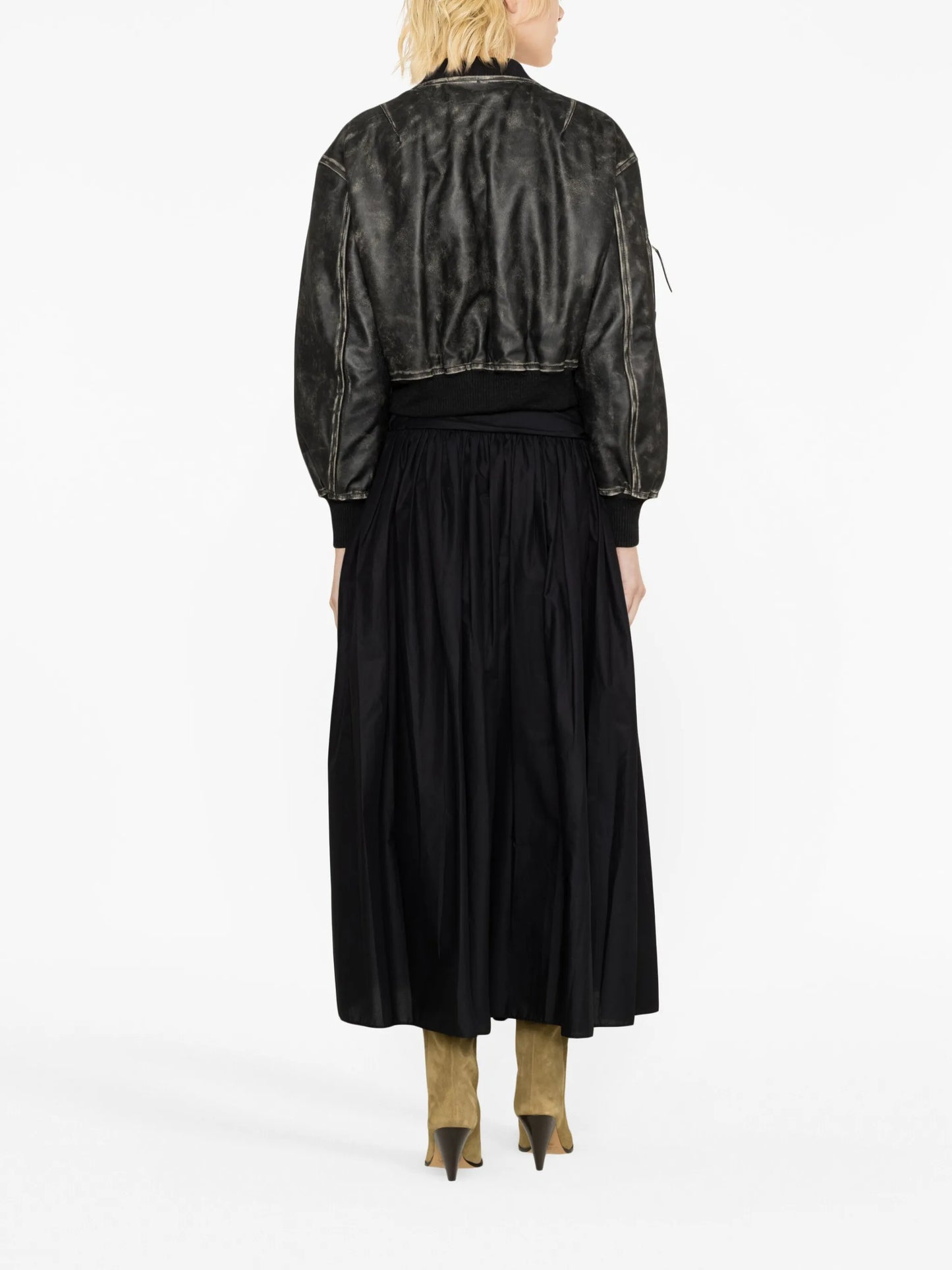 distressed-effect leather jacket