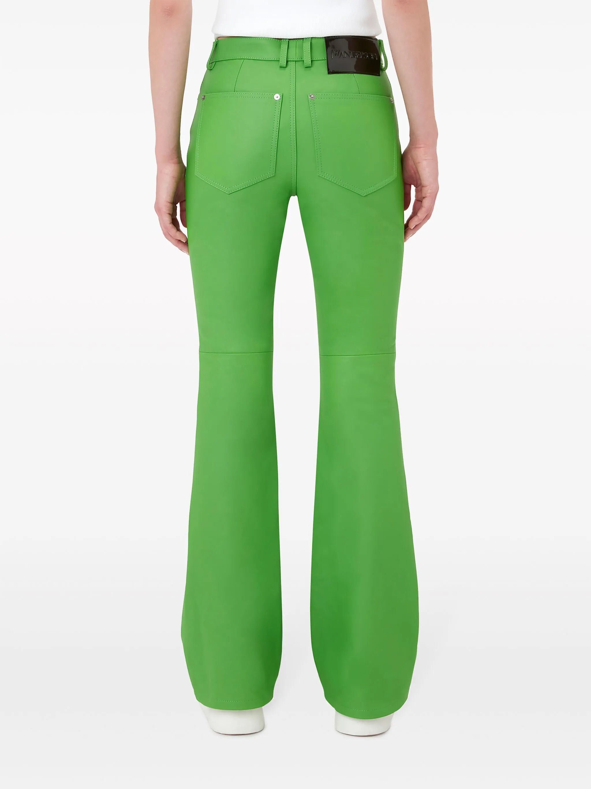 leather bootcut-leg trousers