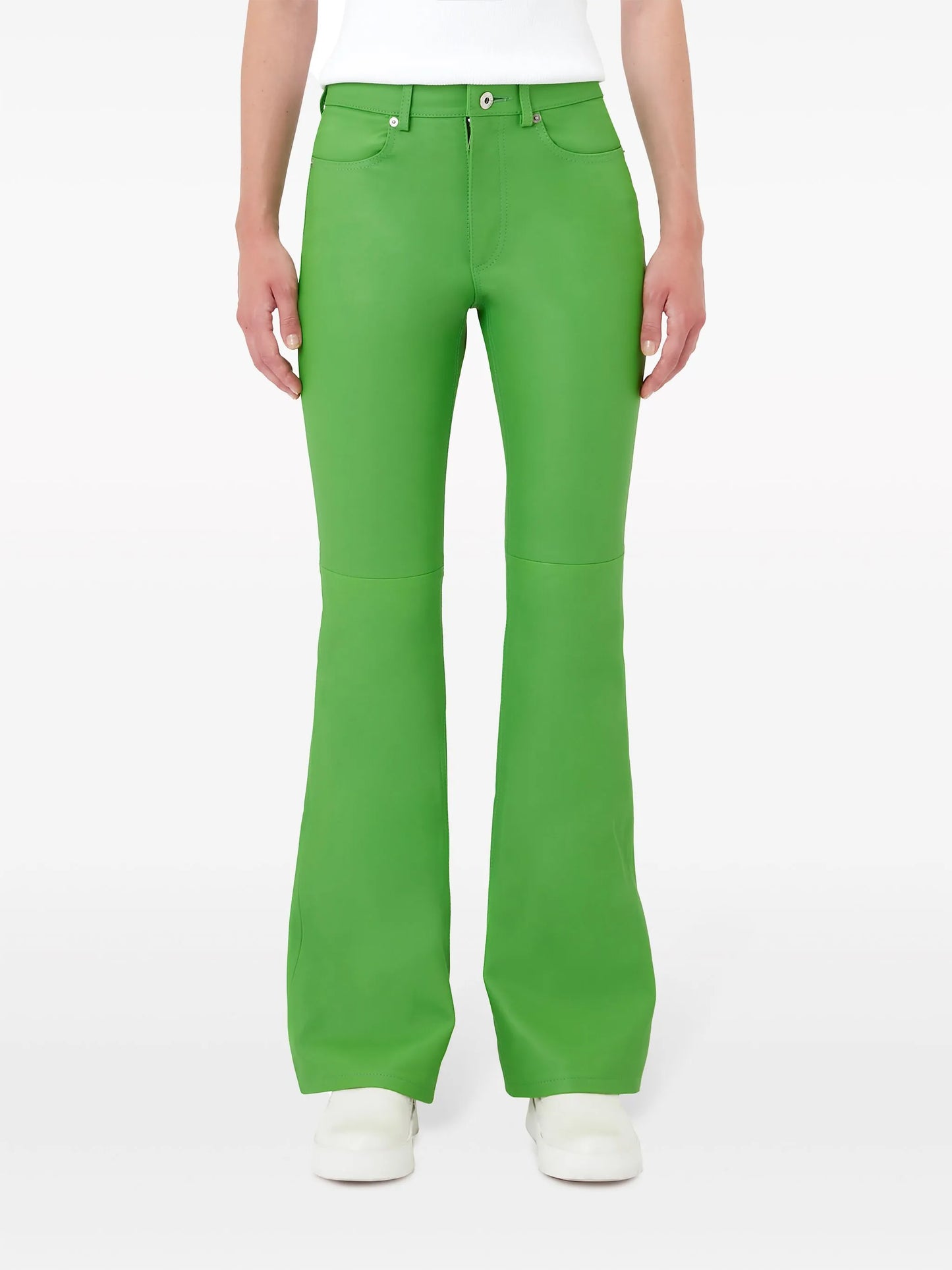 leather bootcut-leg trousers