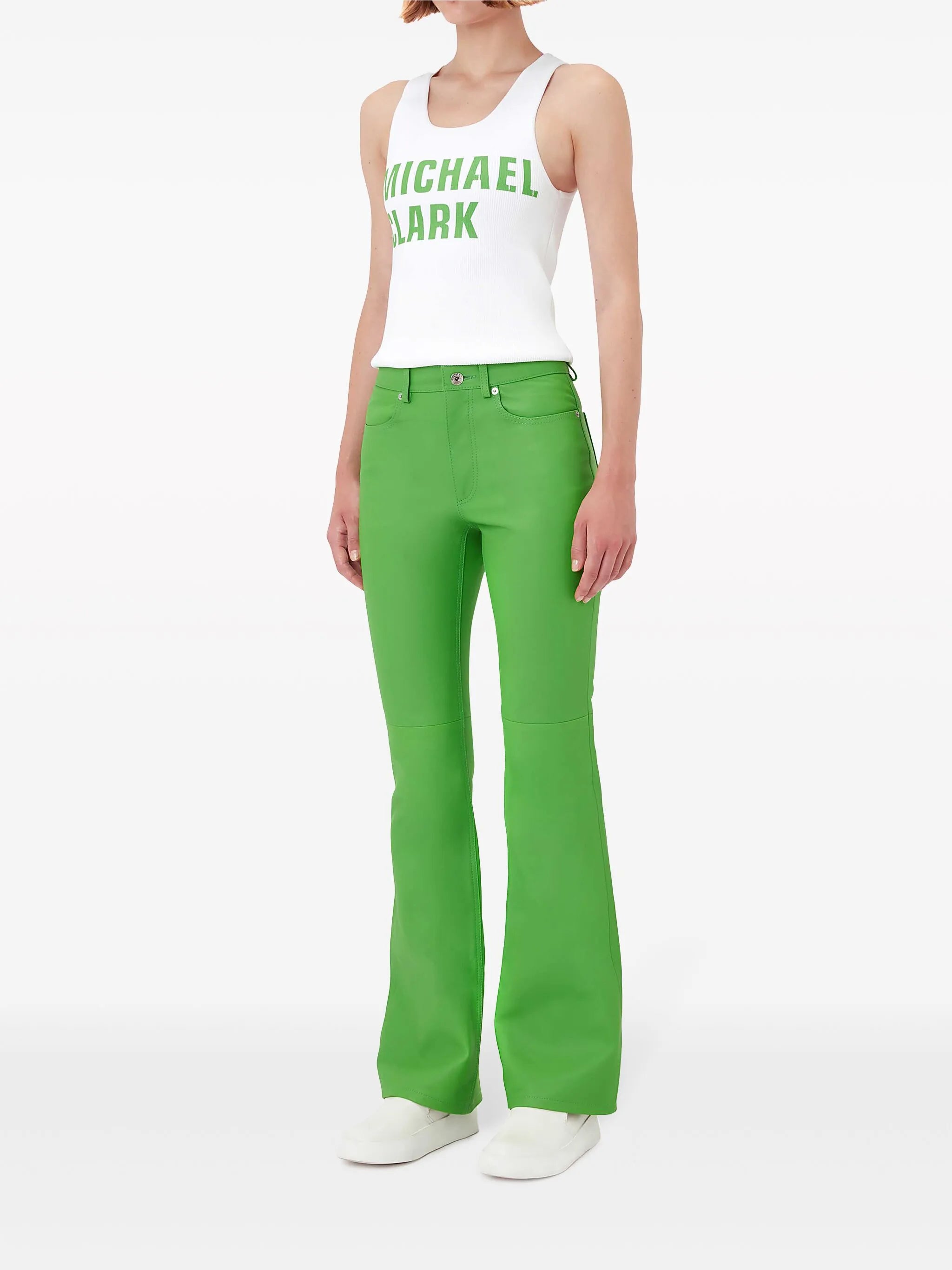 leather bootcut-leg trousers