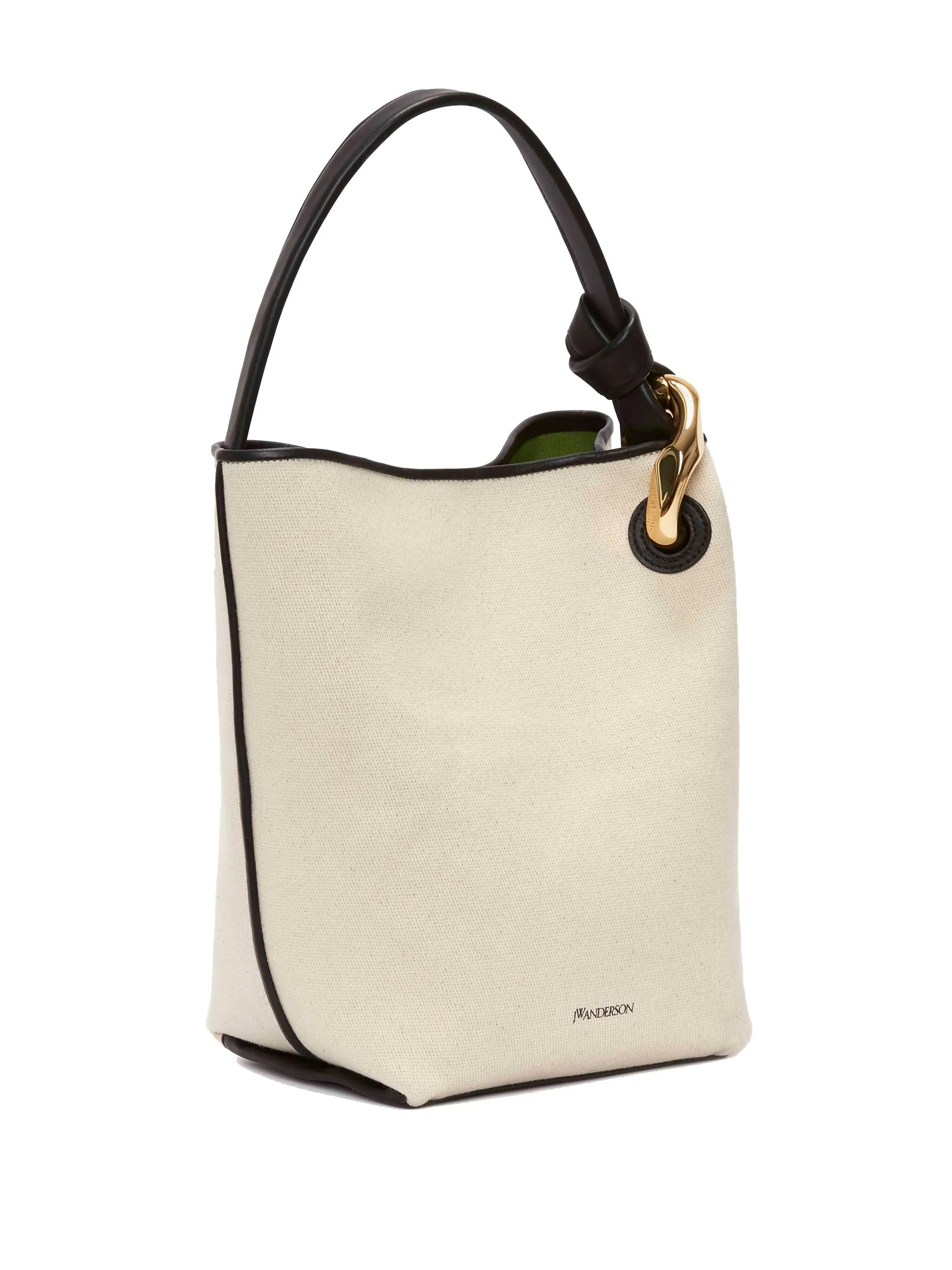 canvas leather-trim bucket bag
