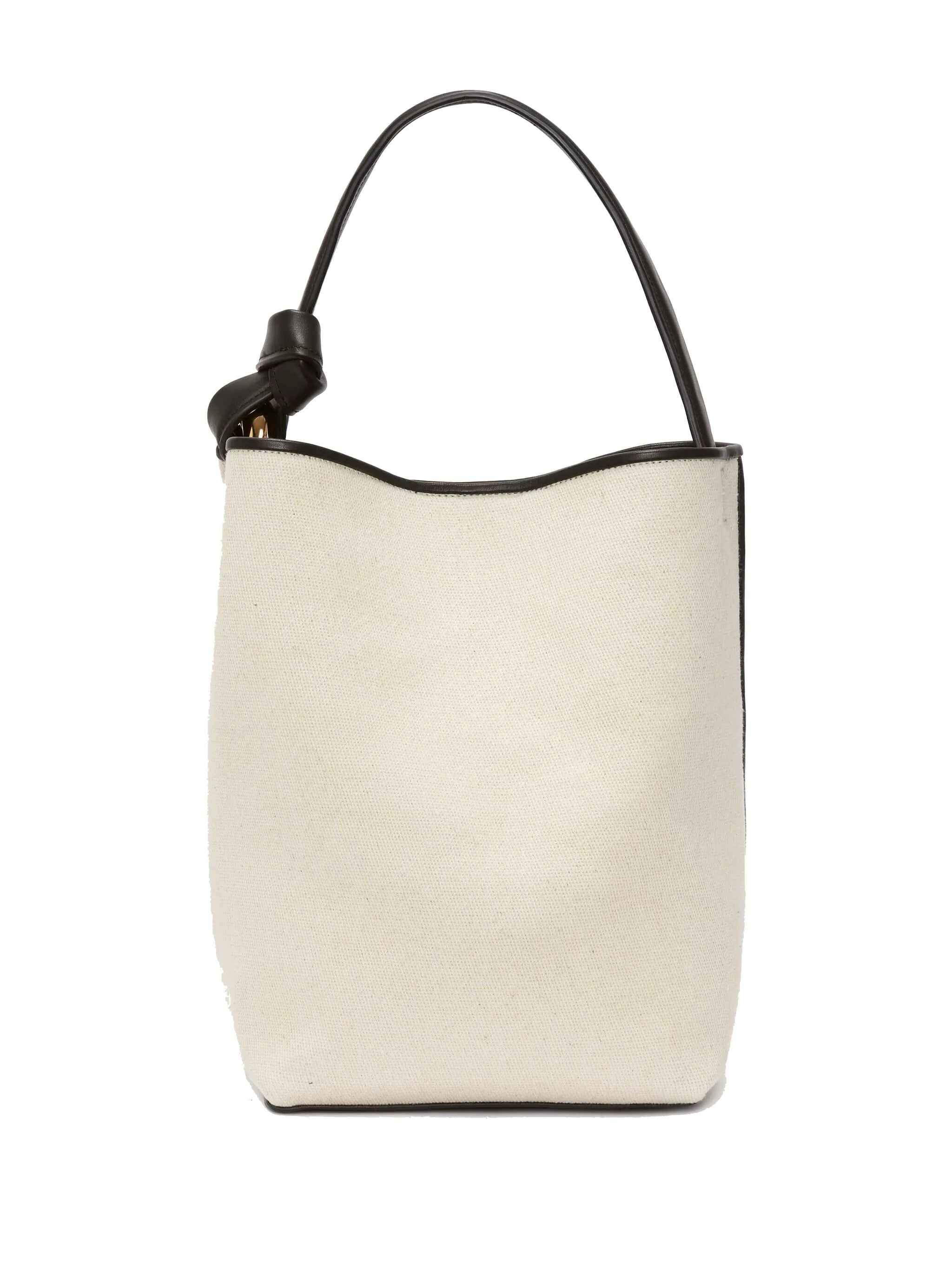 canvas leather-trim bucket bag