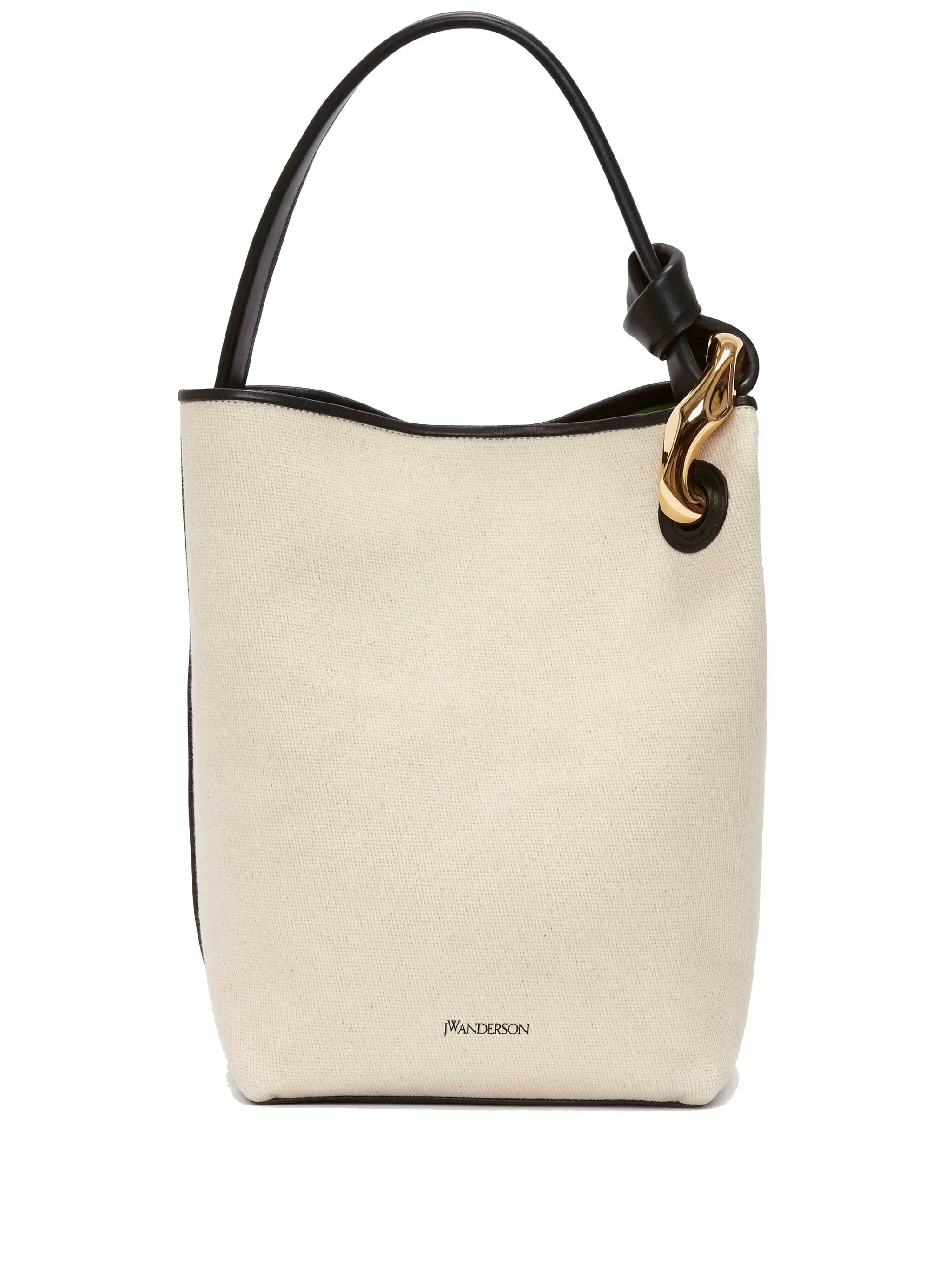 canvas leather-trim bucket bag