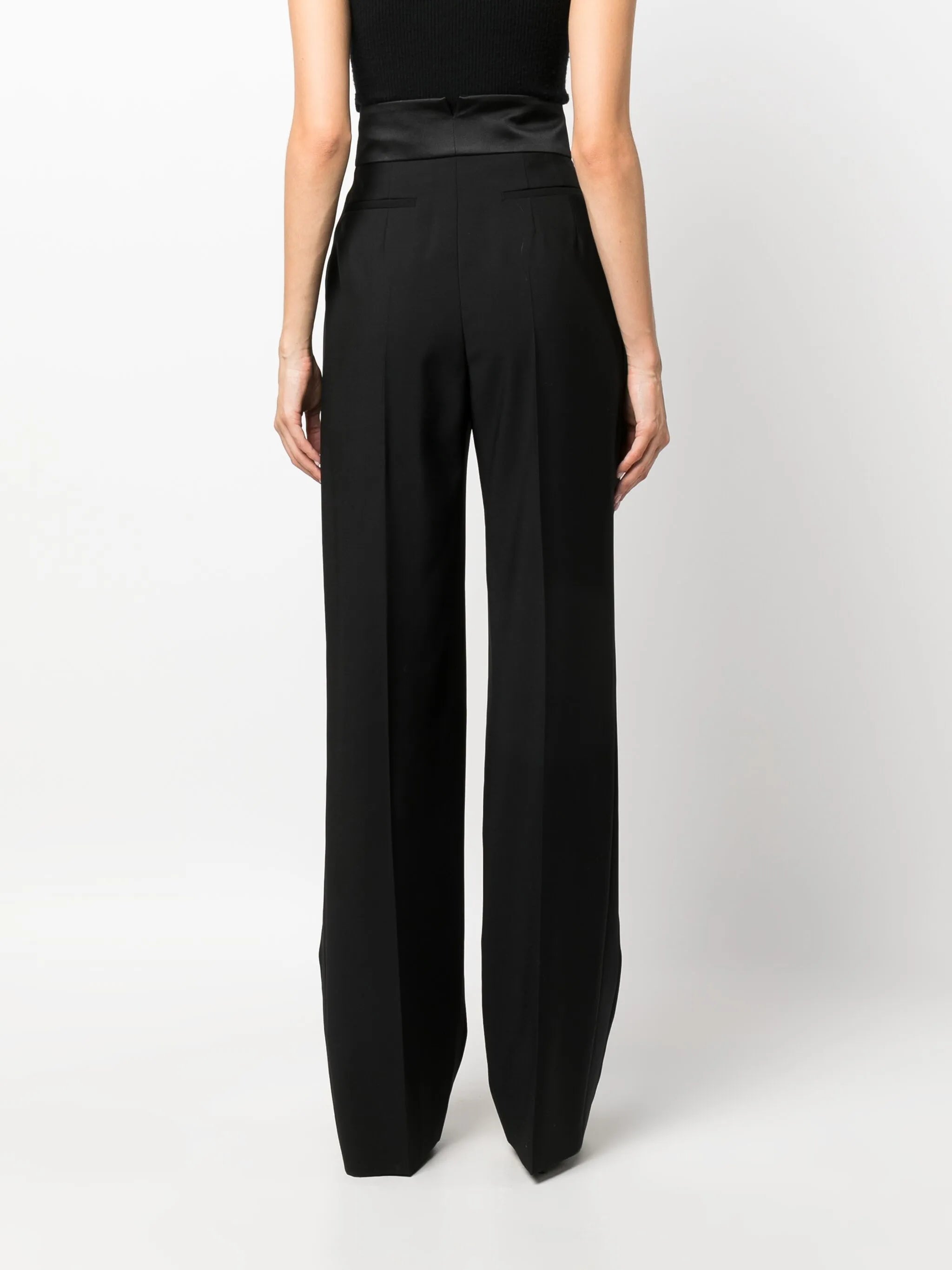 satin-trim wool trousers