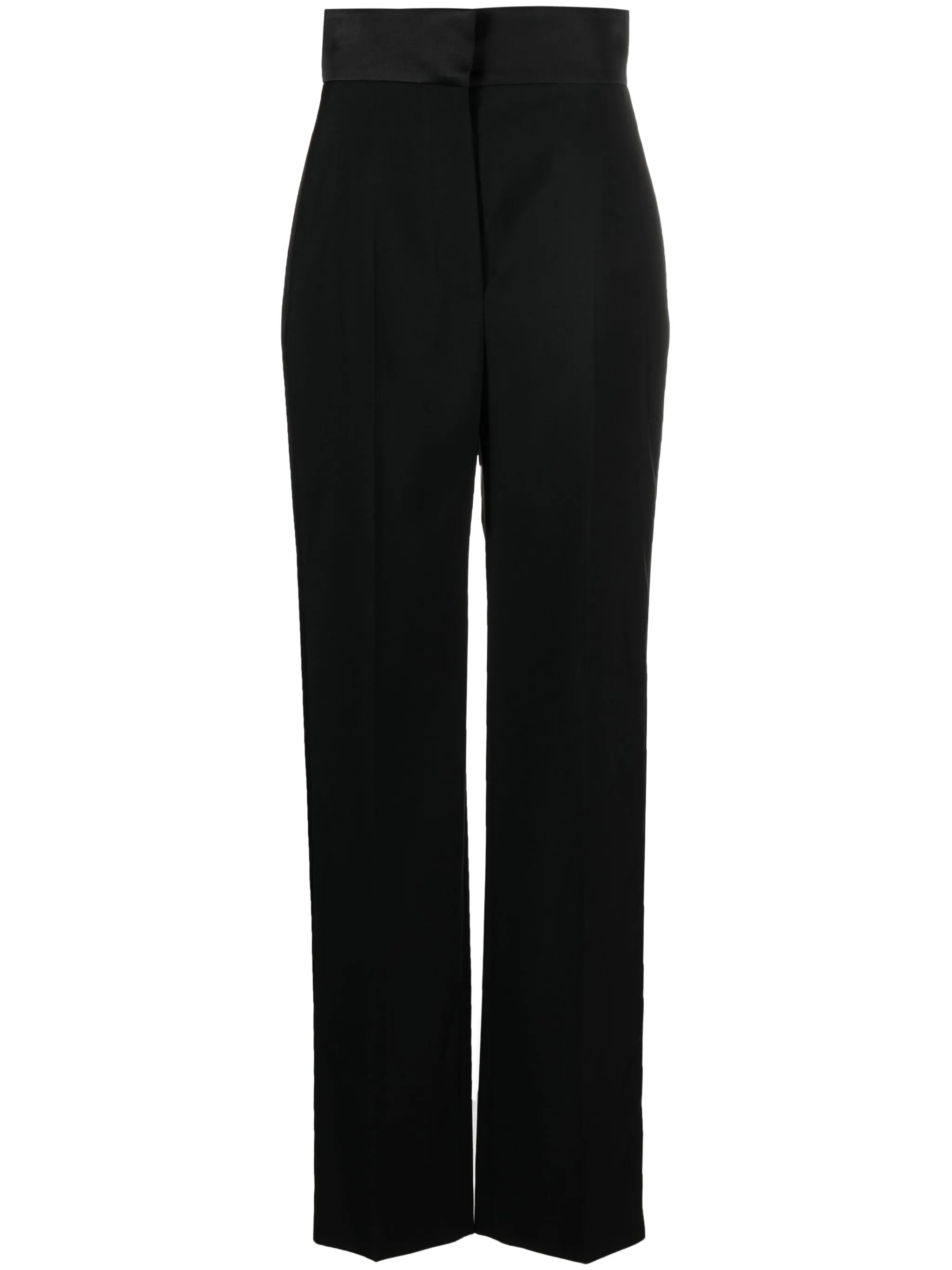 satin-trim wool trousers