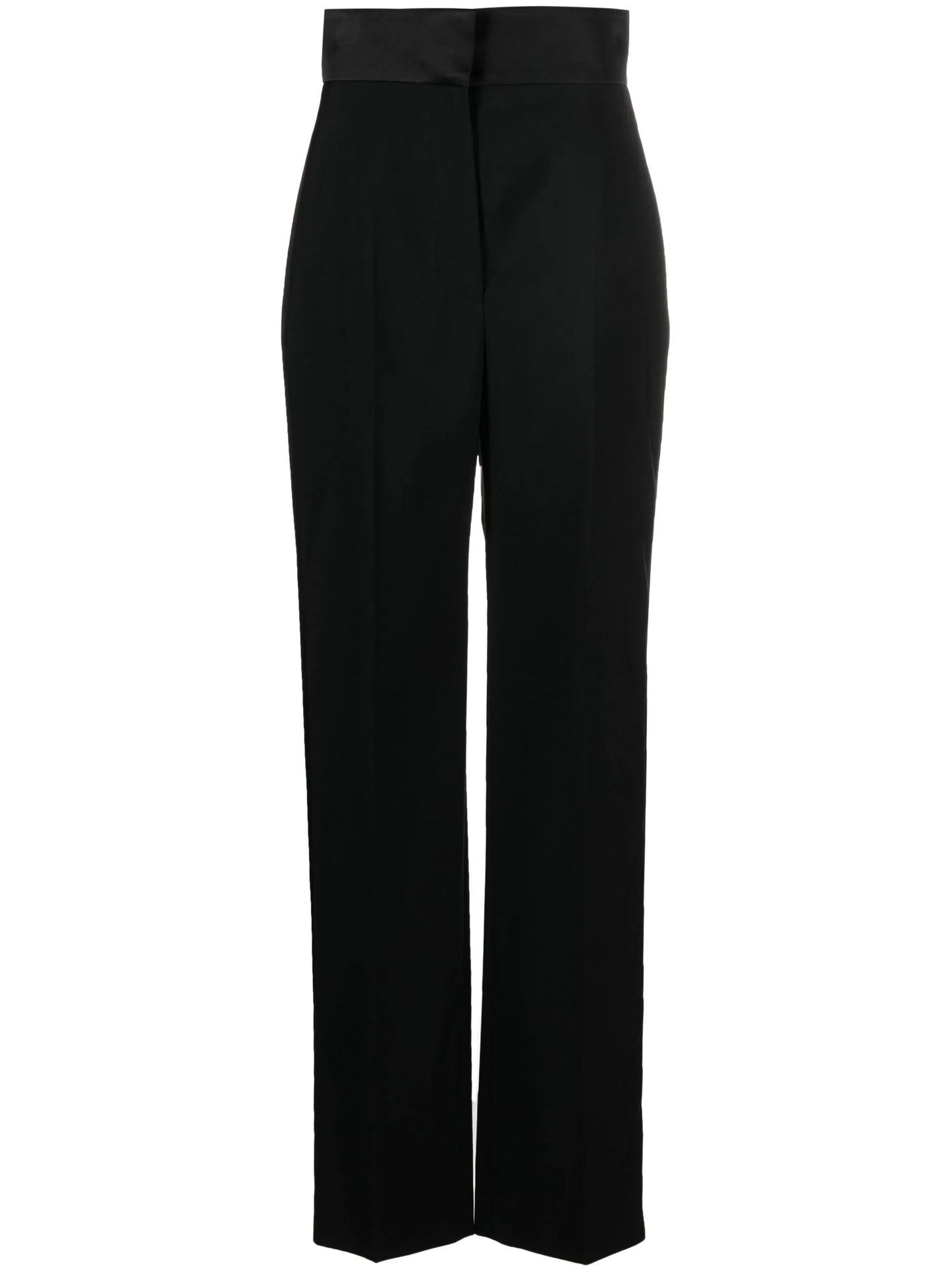 satin-trim wool trousers