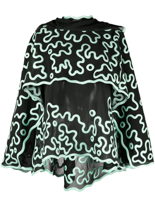 3D-printed sheer cape-design blouse