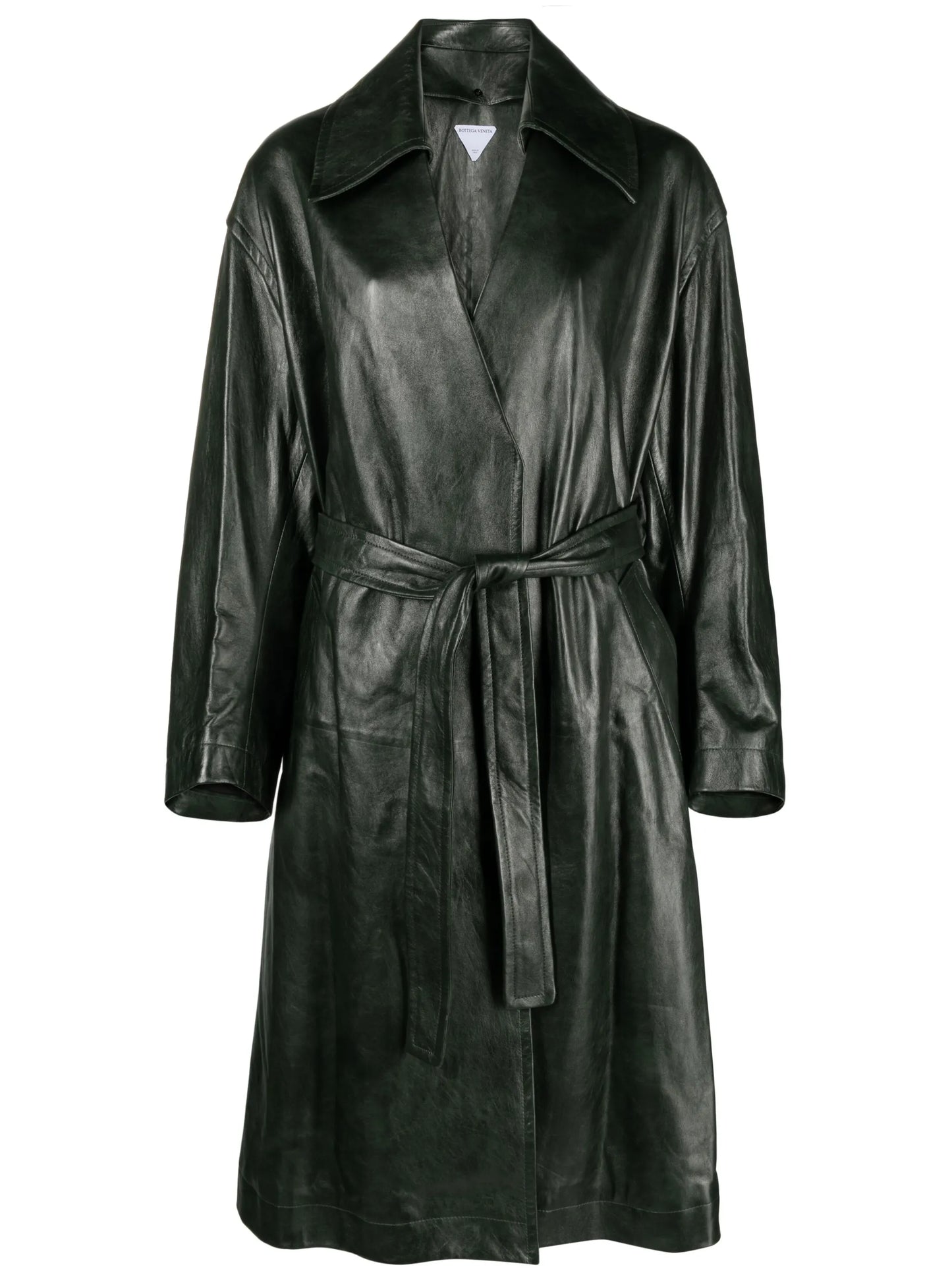 belted leather coat