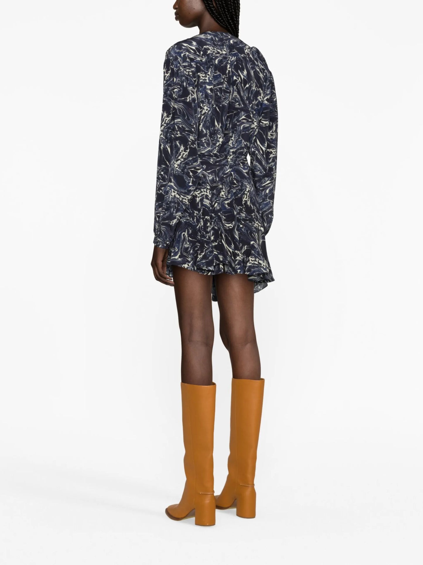 Teyana marble-print silk skirt