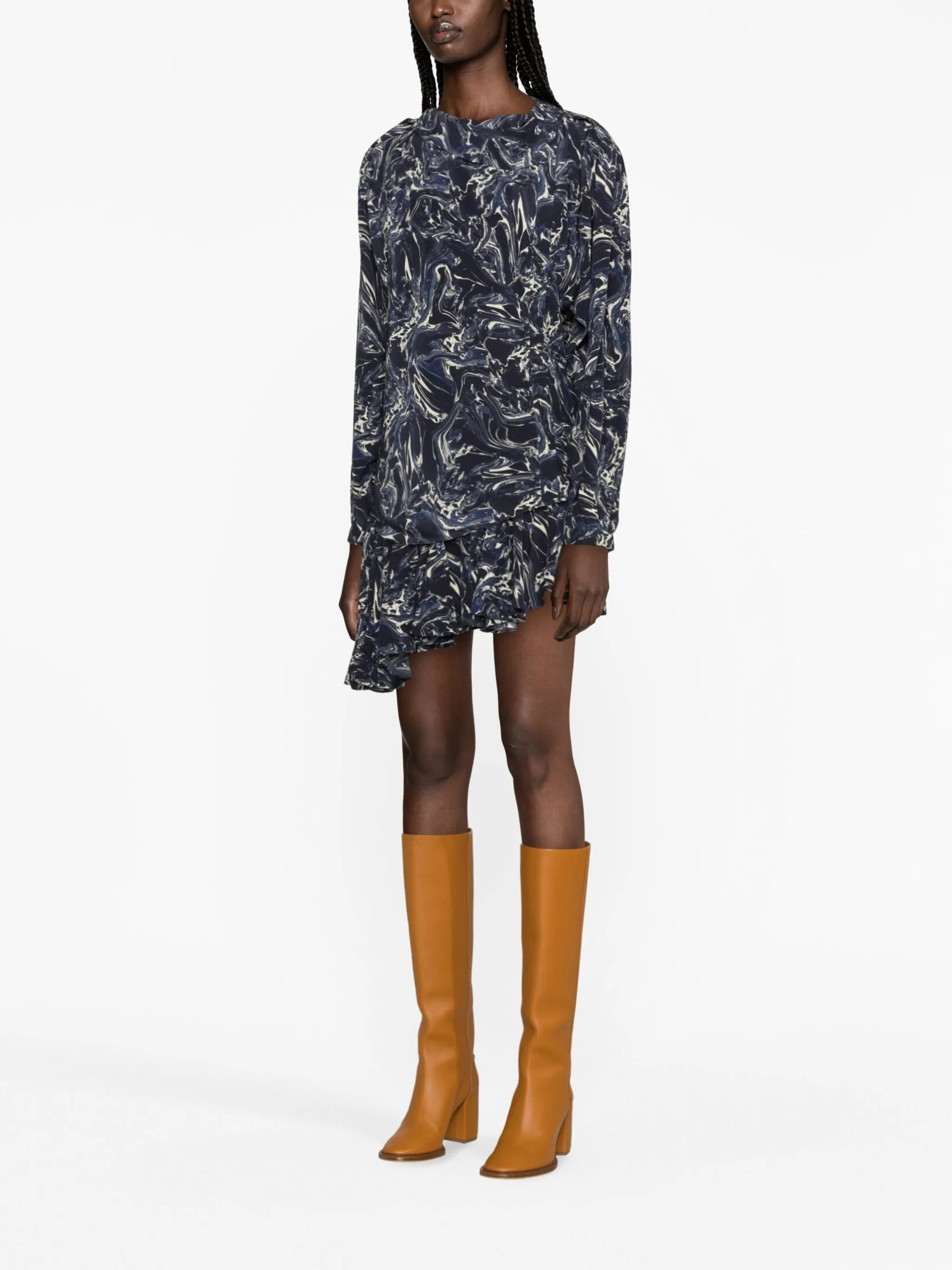 Tiphaine marble-print silk blouse