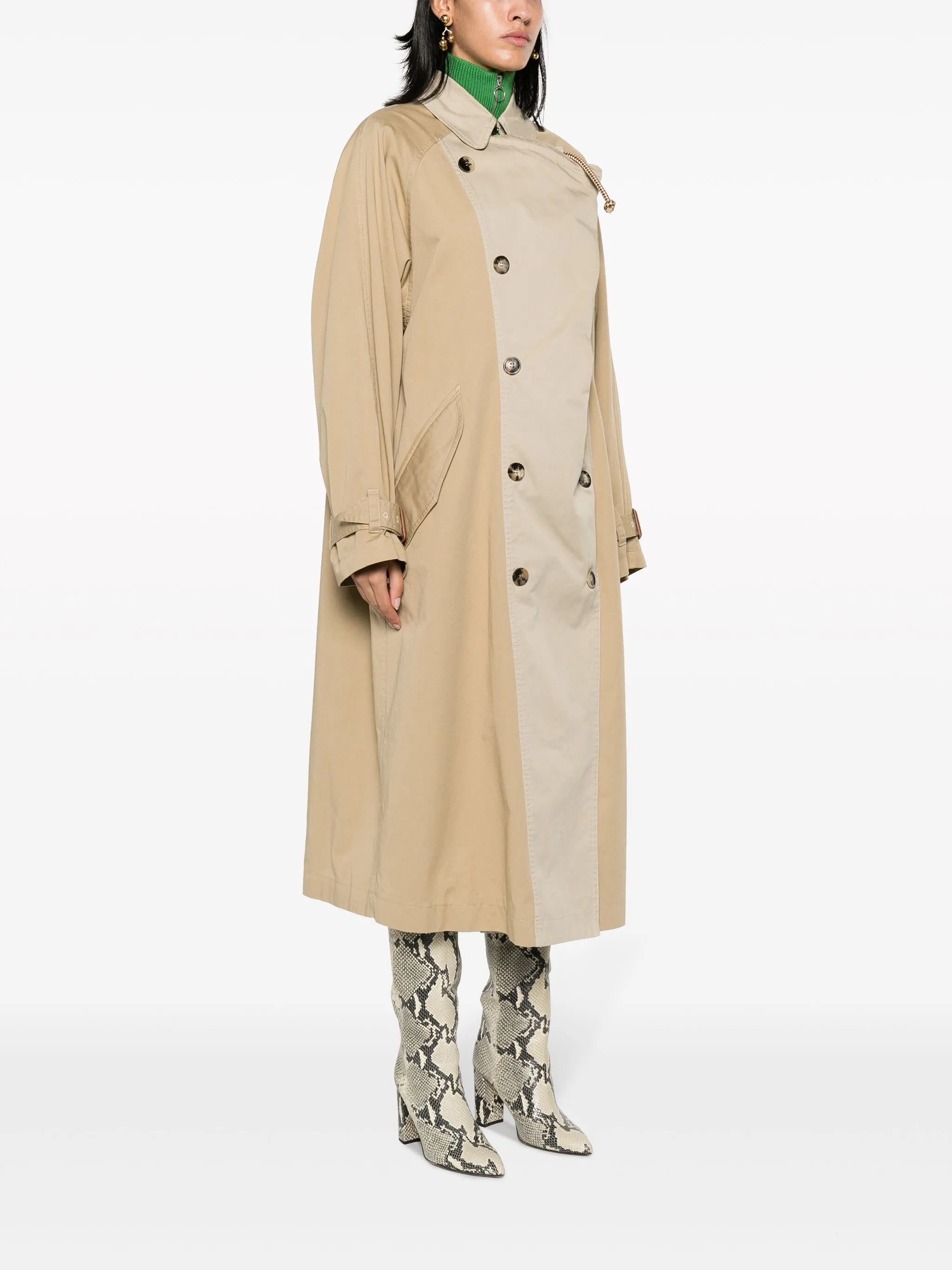 two-tone cotton trench coat