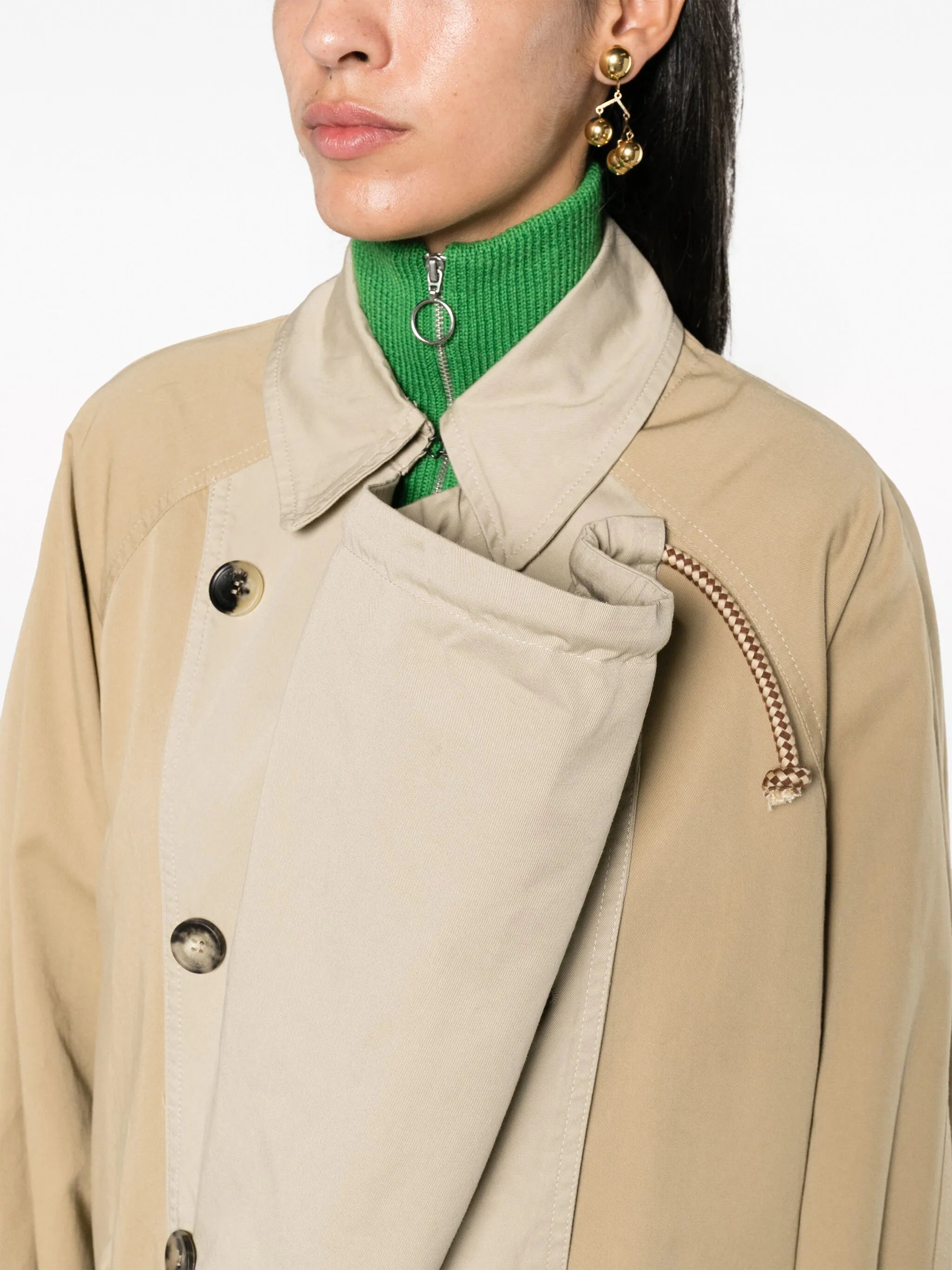 two-tone cotton trench coat