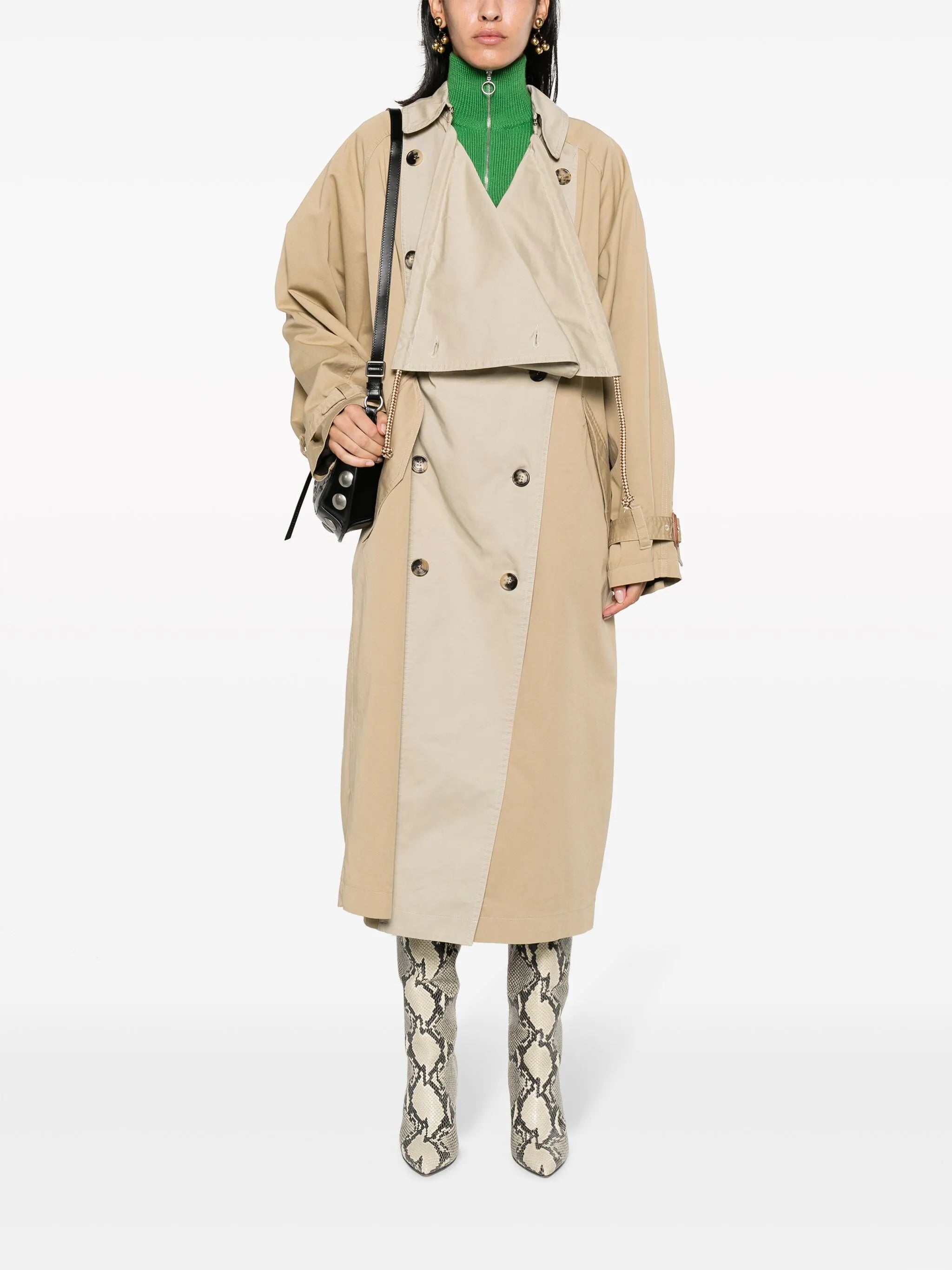 two-tone cotton trench coat