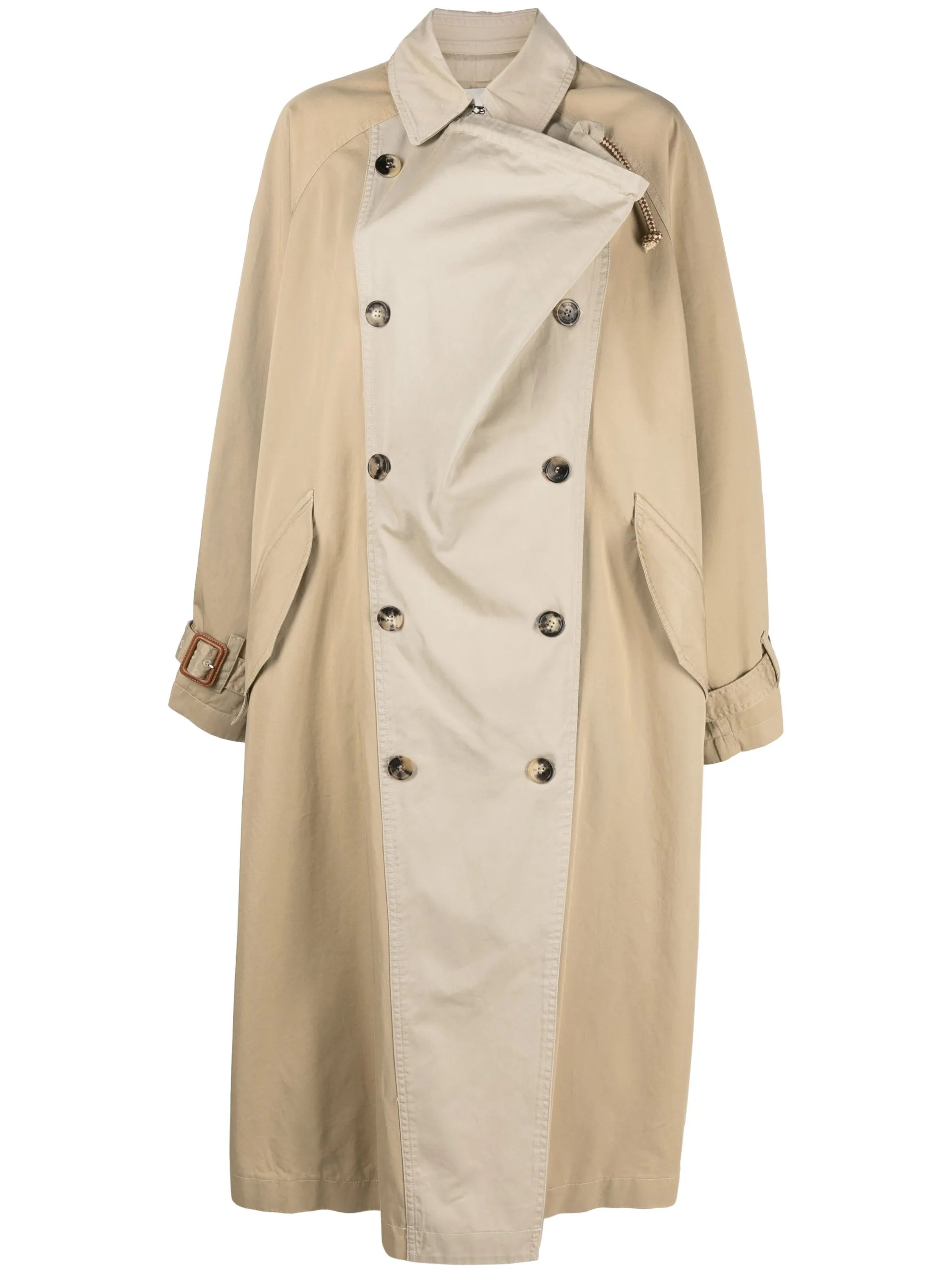 two-tone cotton trench coat