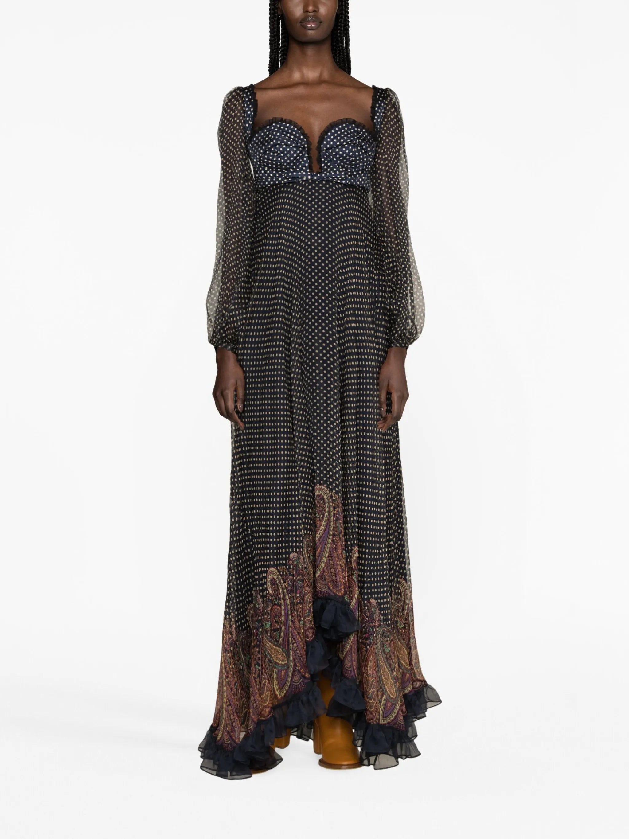polka dot silk gown