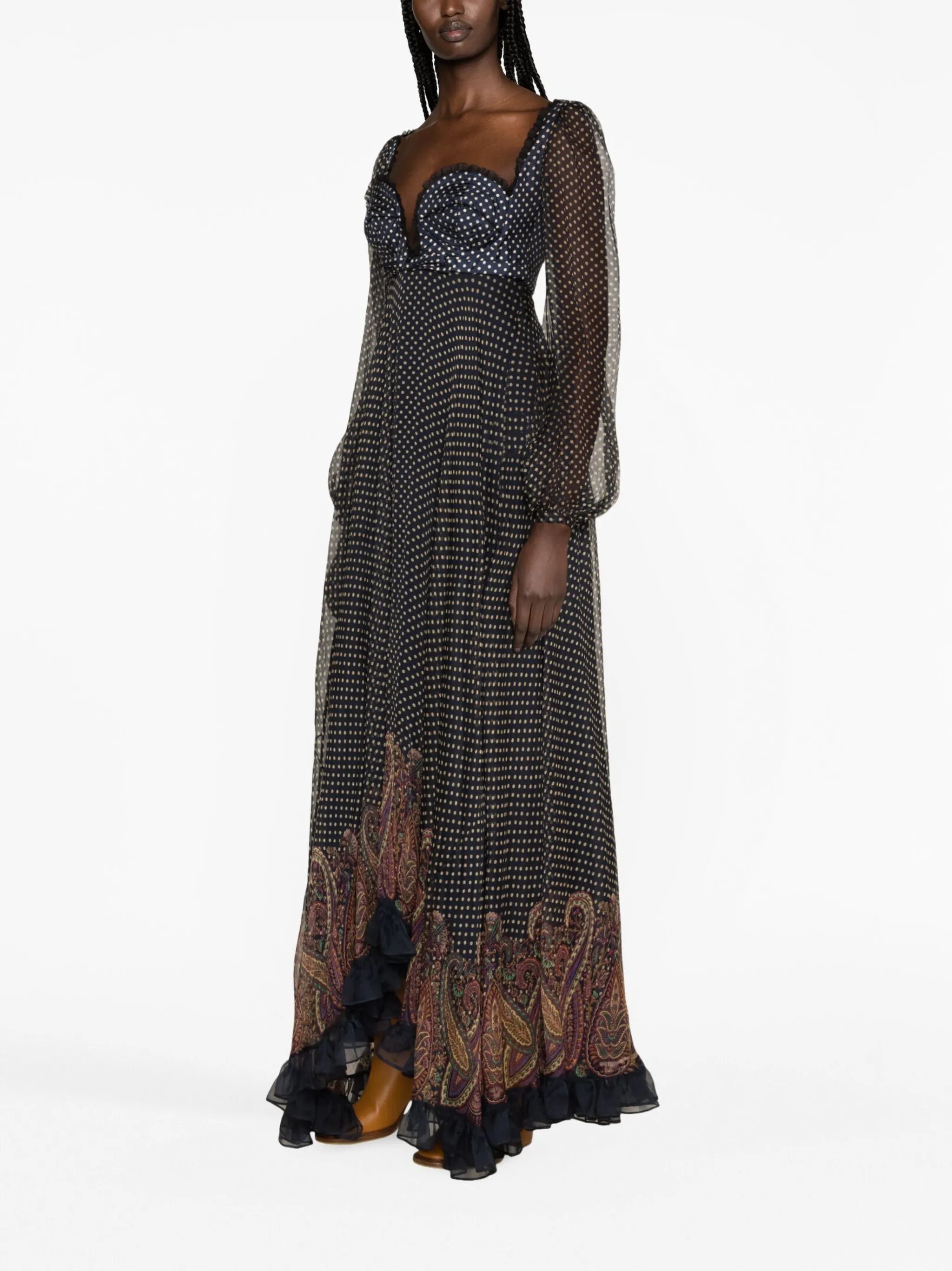 polka dot silk gown